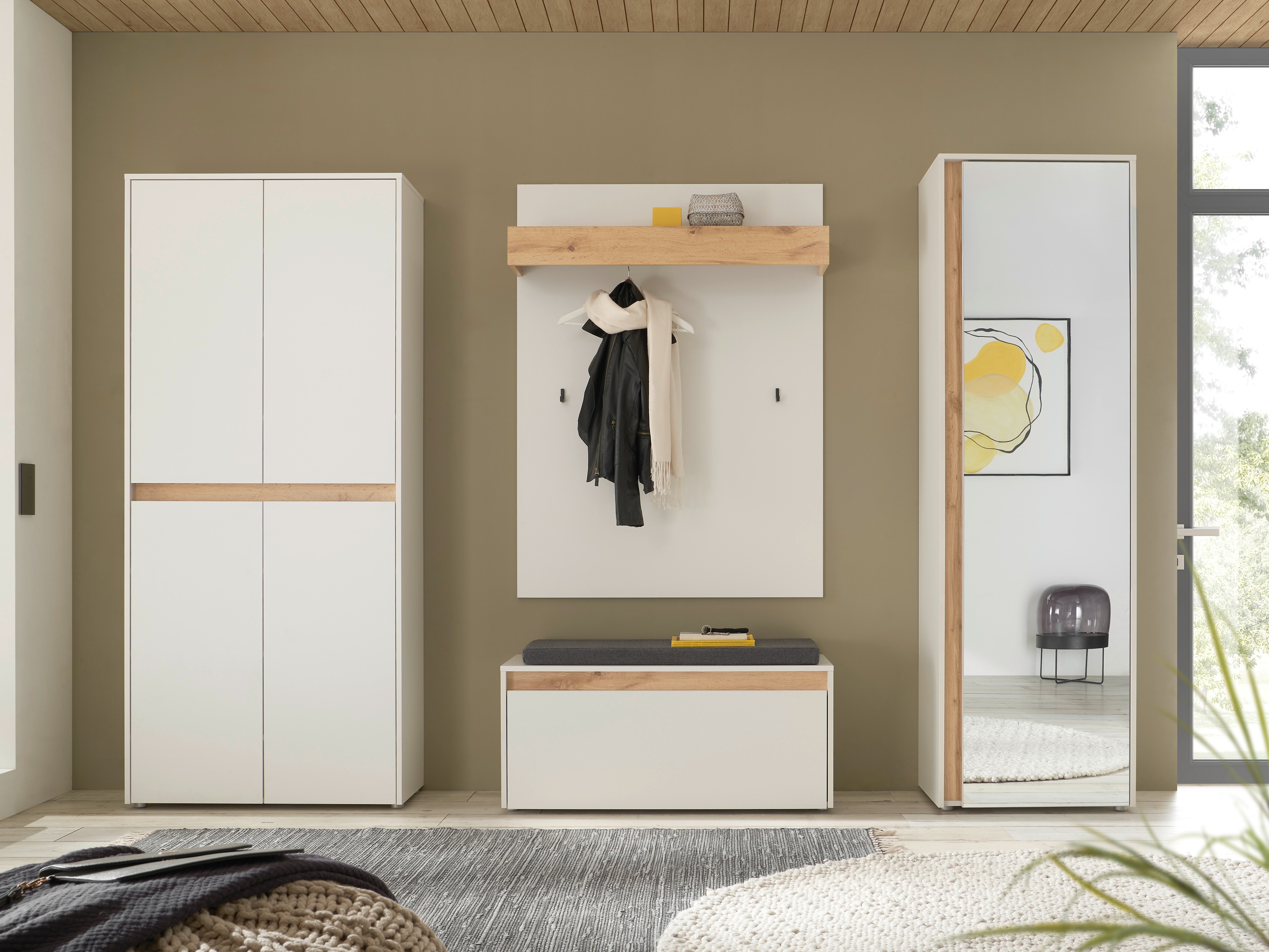 Set arredo da corridoio Elbsori 177 (Bianco + Quercia di Wotan)