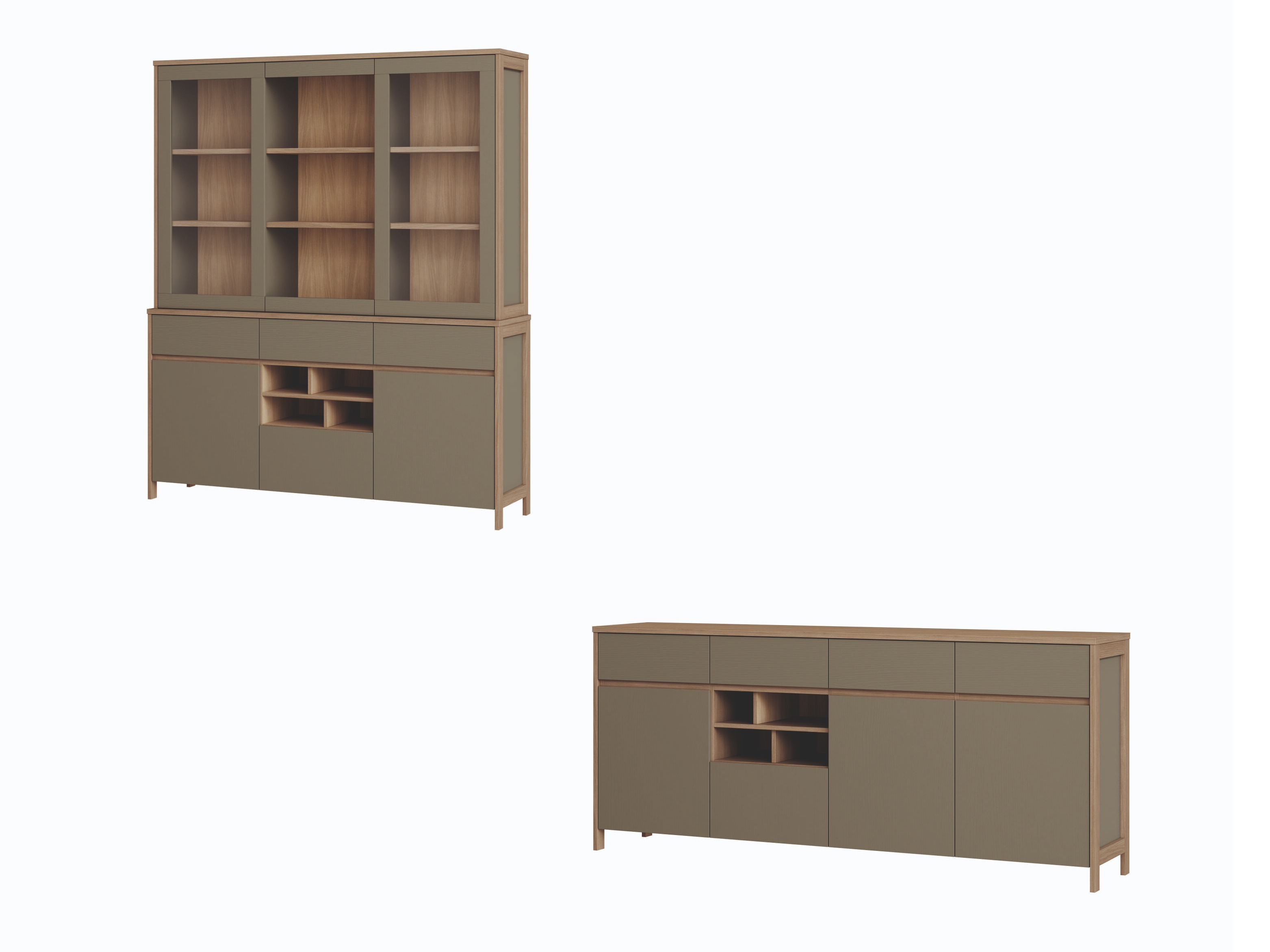 Set di mobili Fermaru 114 (Verde polveroso + Quercia)