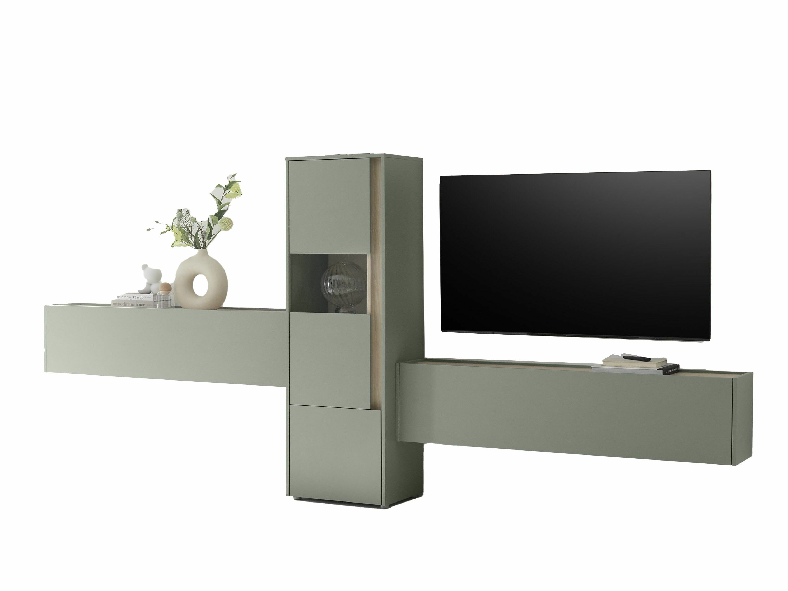 Parete attrezzata Elbsori 122 (Verde + Quercia)