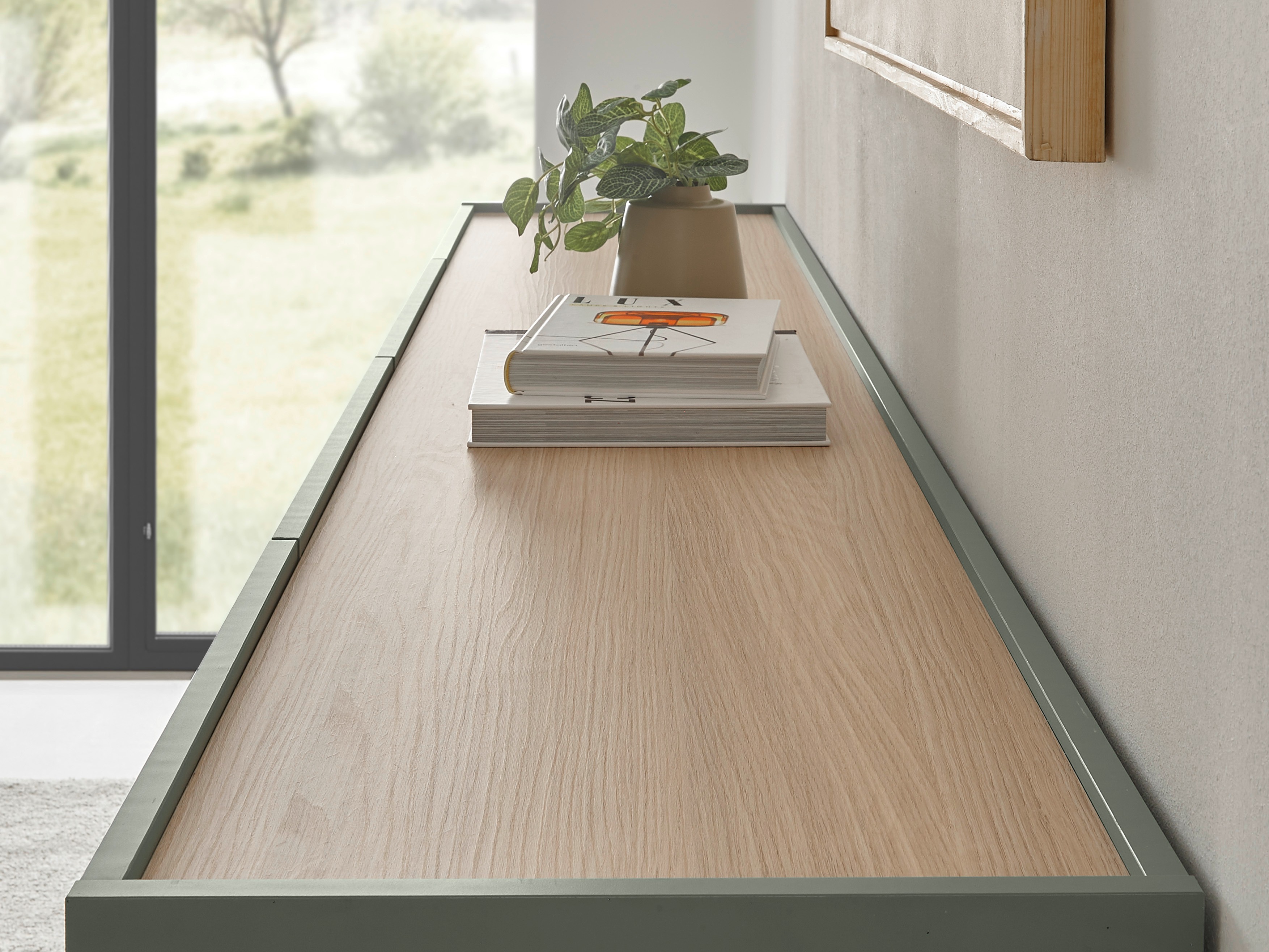 Parete attrezzata Elbsori 127 (Verde + Quercia)