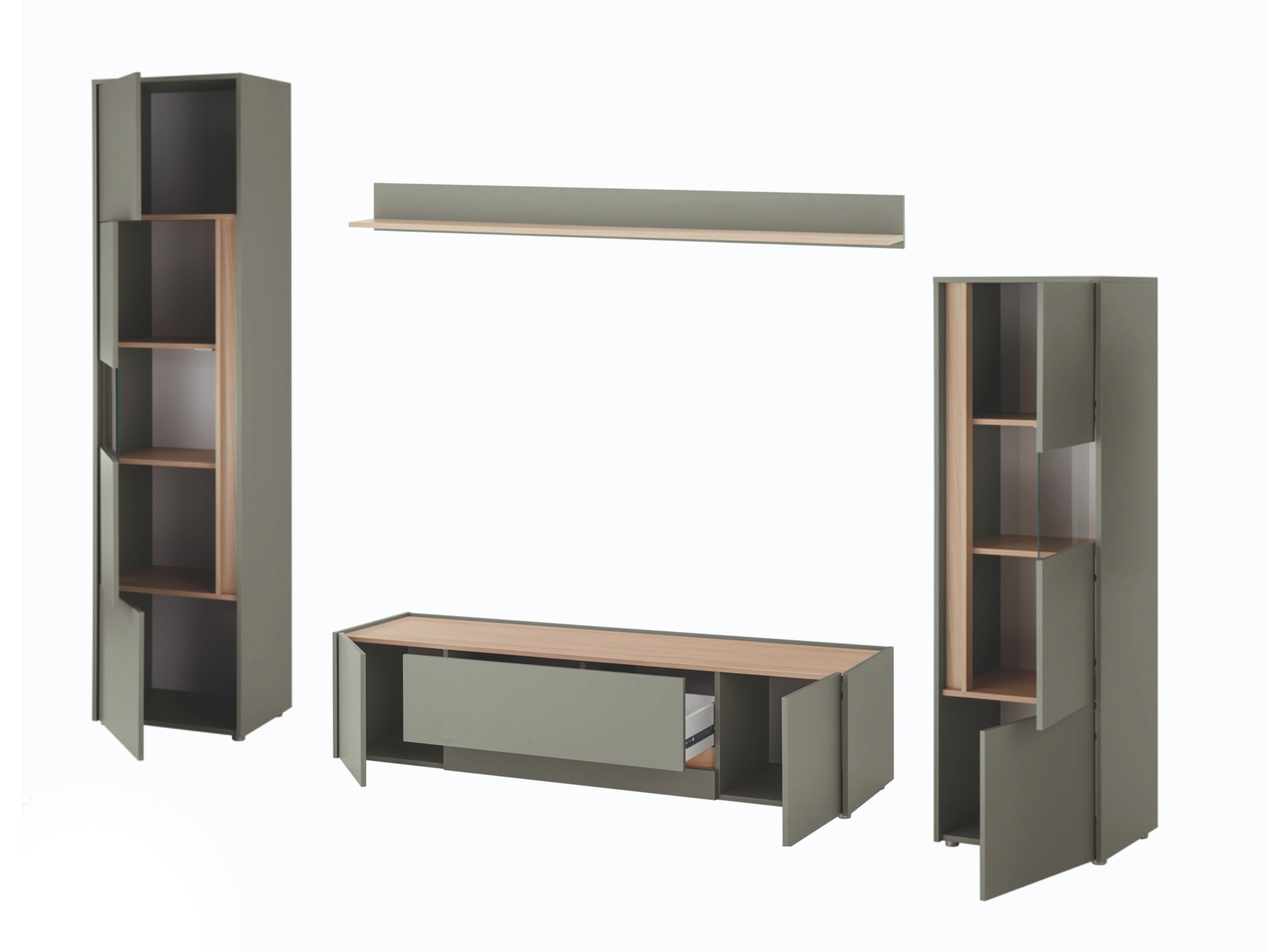 Parete attrezzata Elbsori 130 (Verde + Quercia)