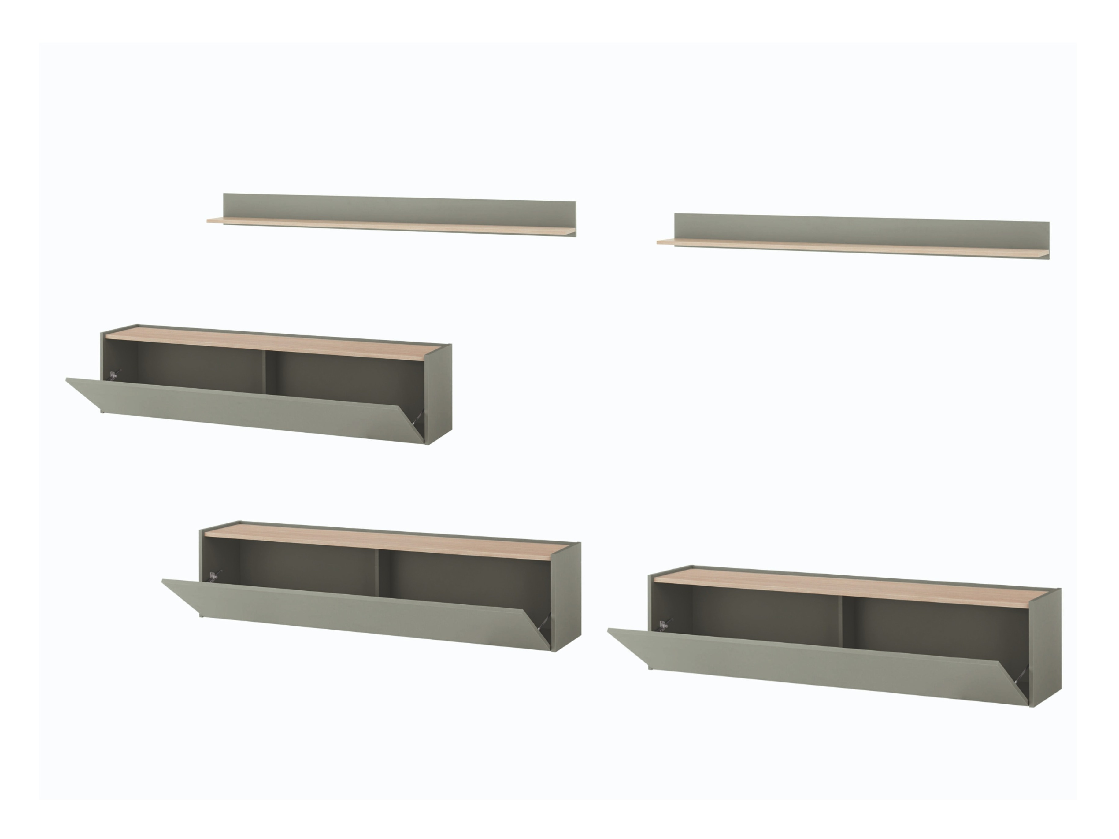 Parete attrezzata Elbsori 142 (Verde + Quercia)