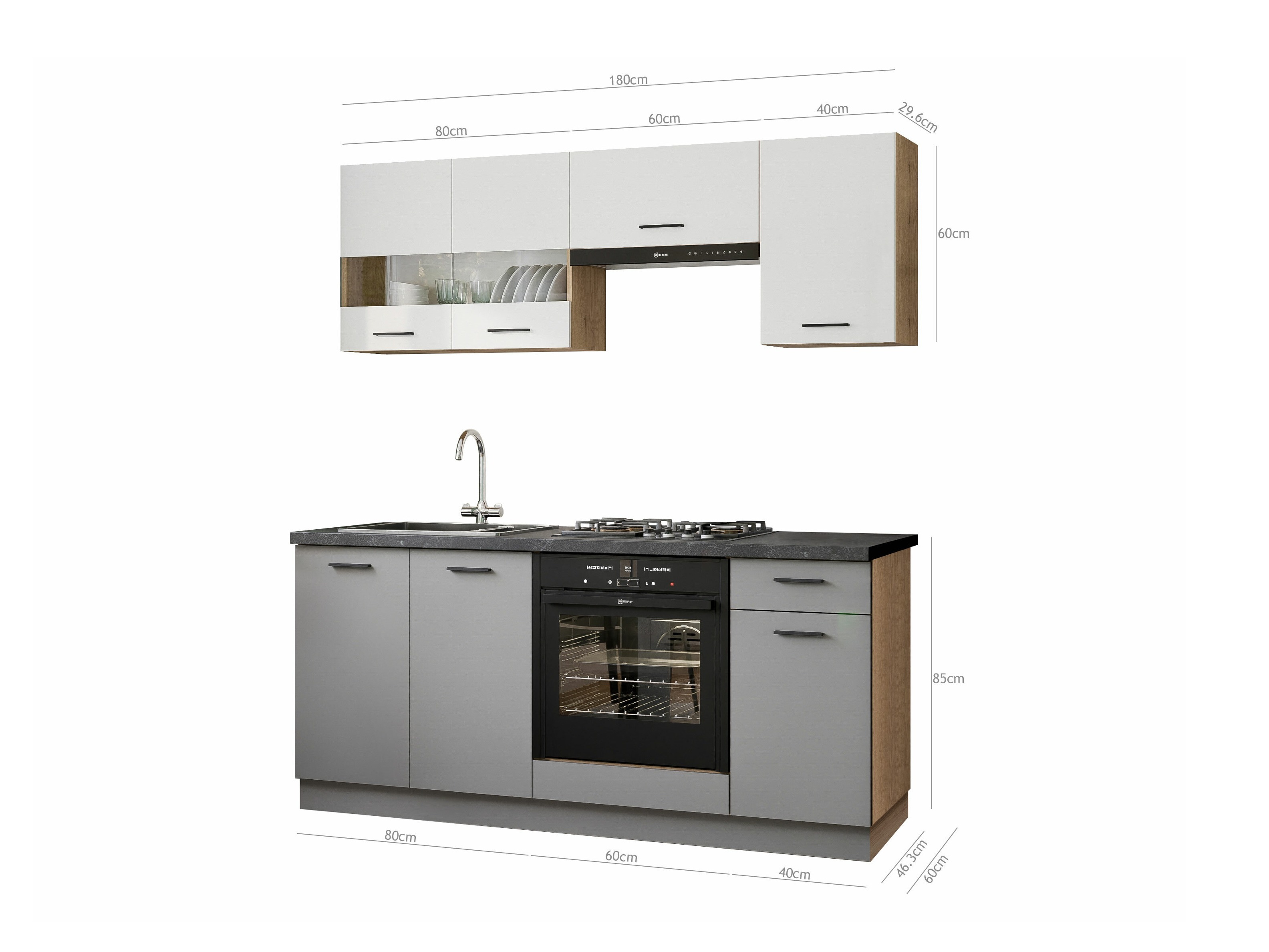 Set da cucina modulare Ati White Grey 117