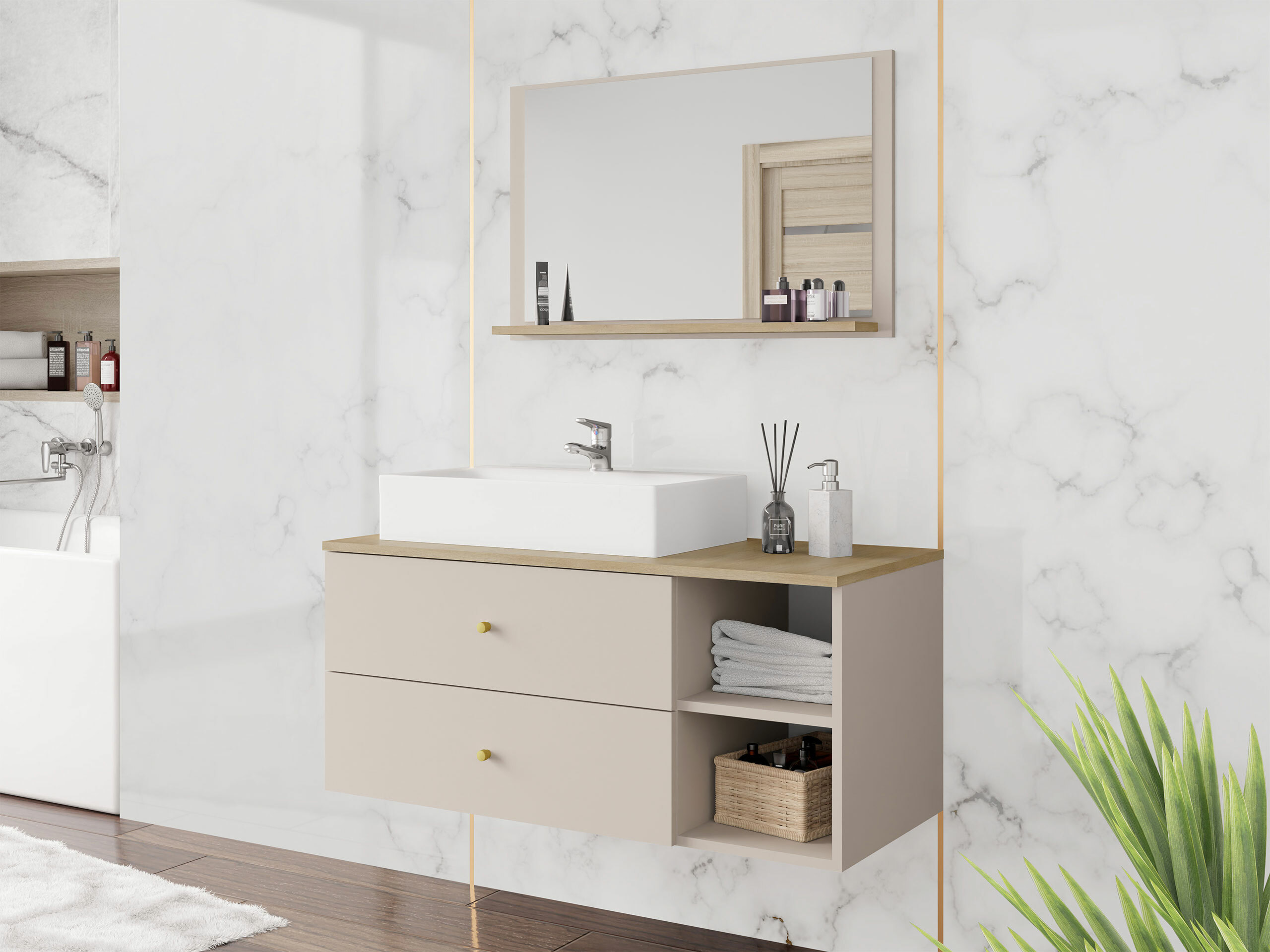 Set bagno Salus I (Cachemire + Quercia)