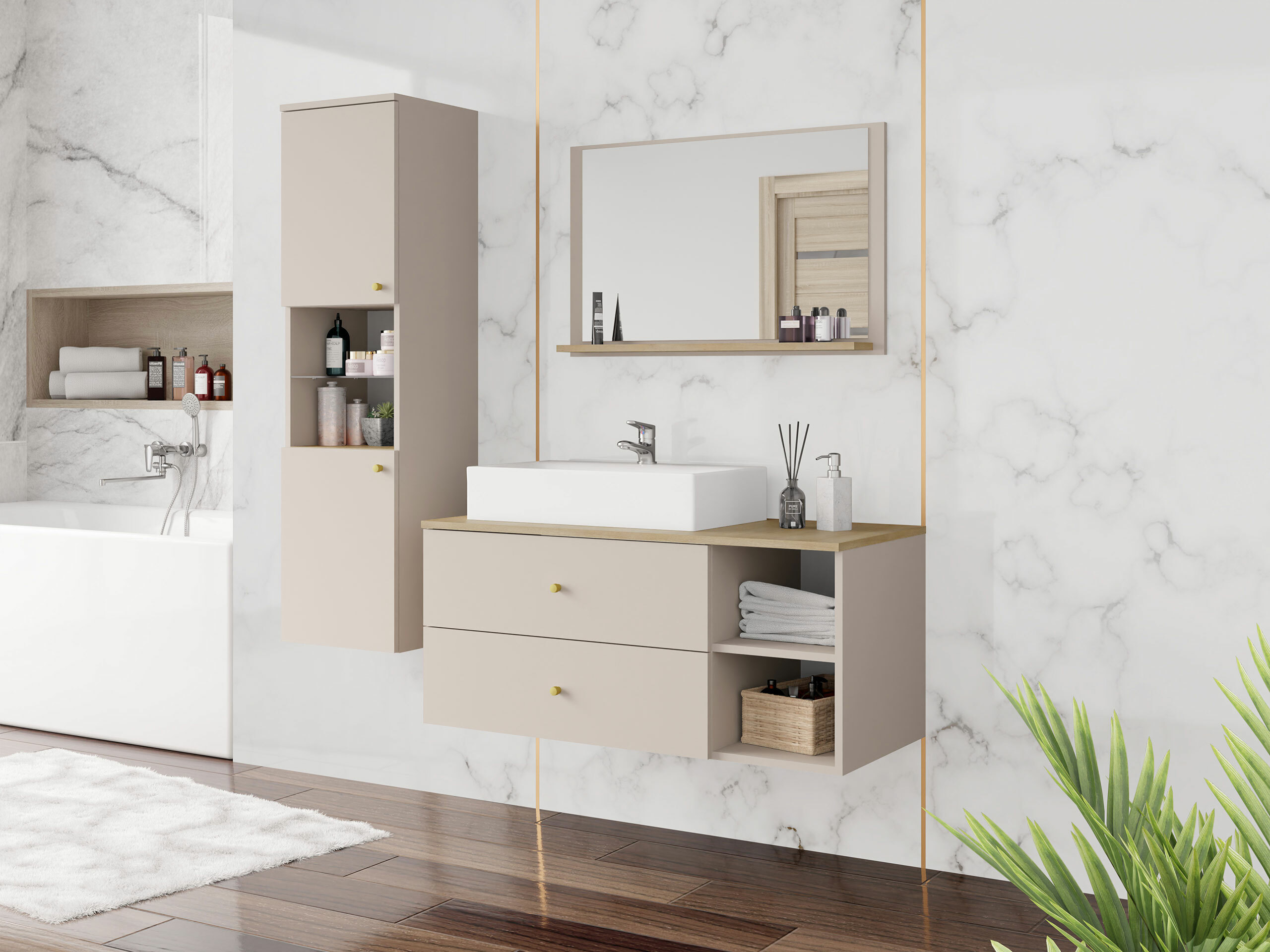 Set bagno Salus II (Cachemire + Quercia)
