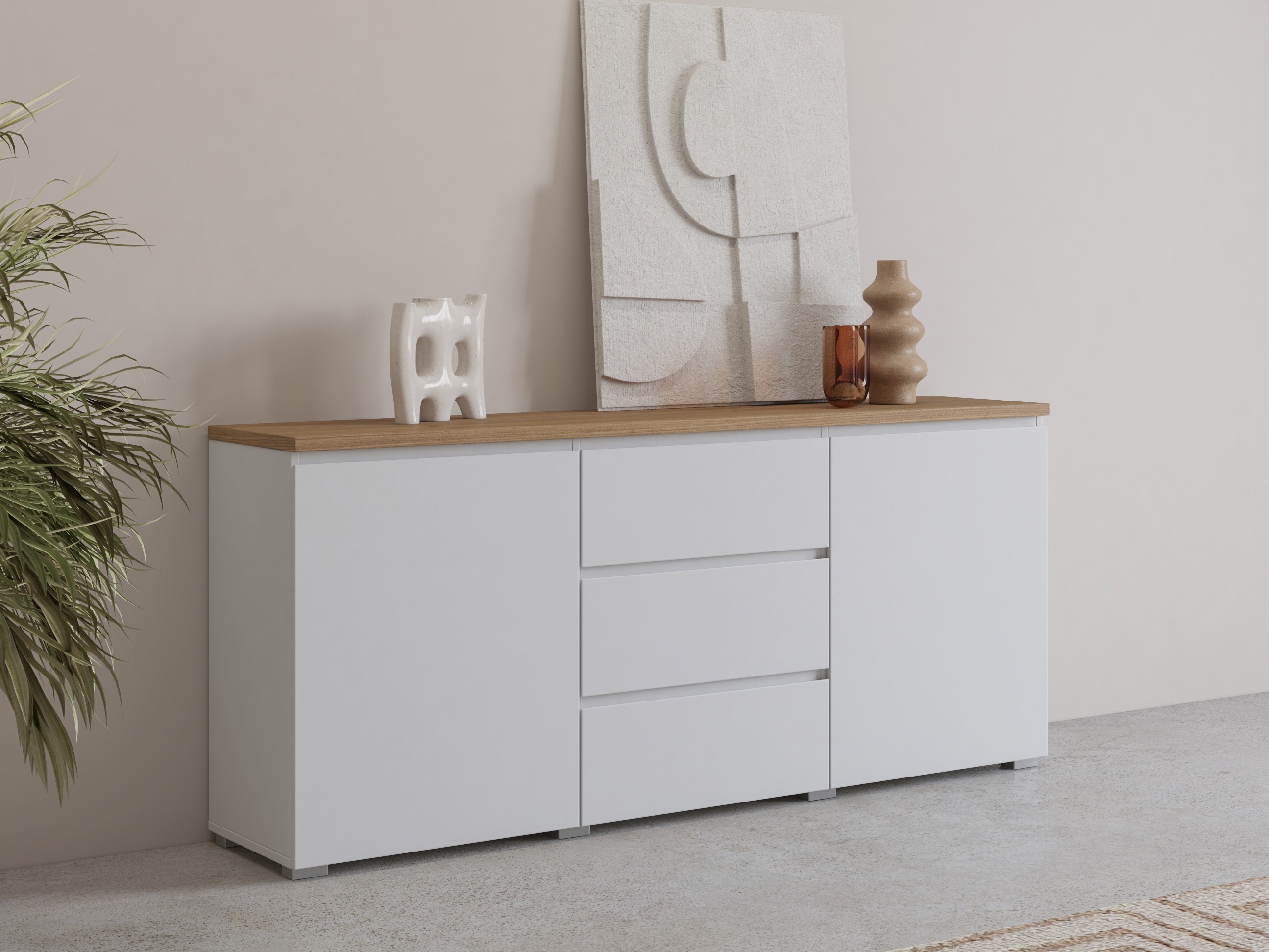 Cassettiera Baletu 106 (Bianco + Quercia)