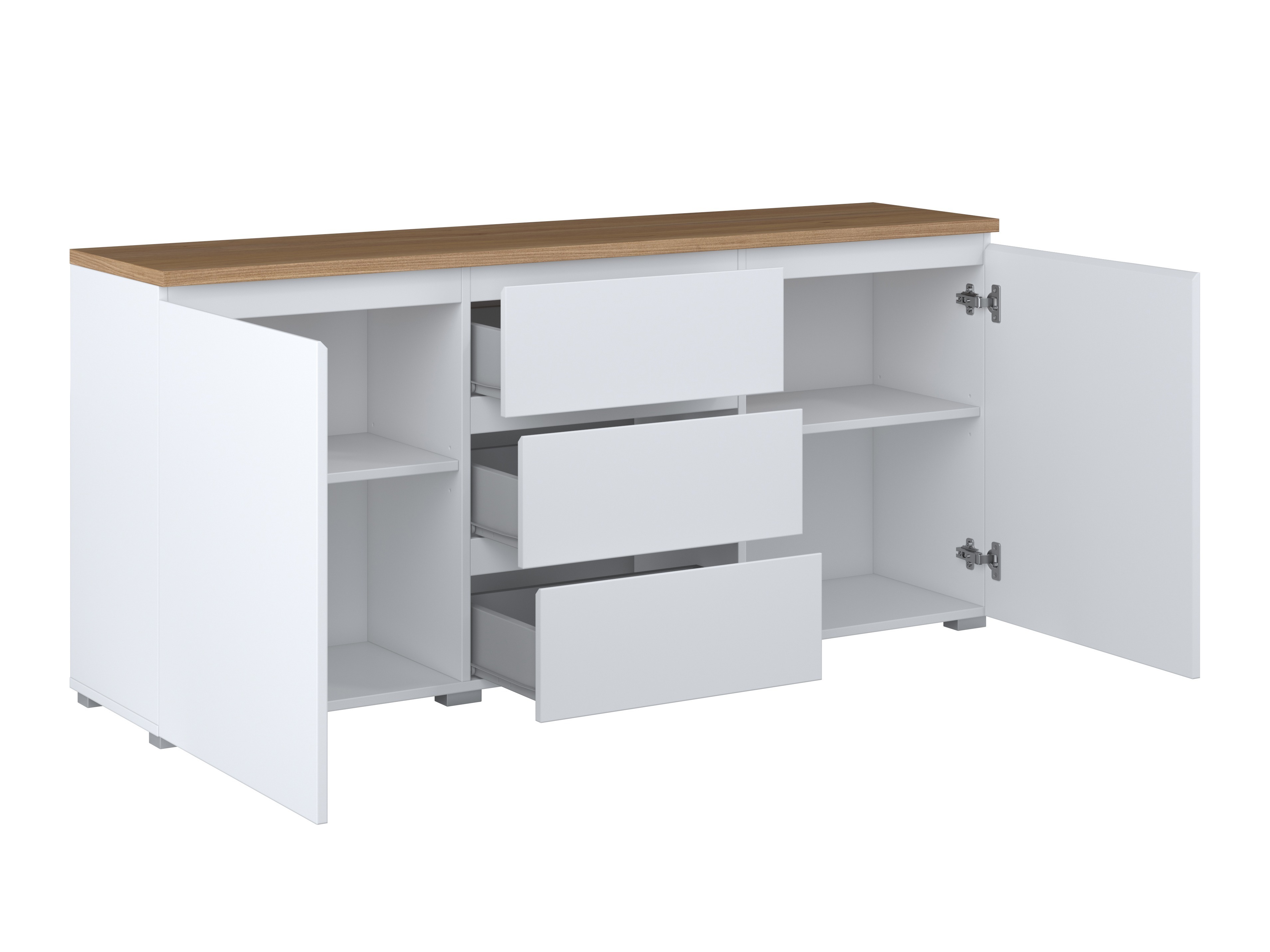 Cassettiera Baletu 106 (Bianco + Quercia)