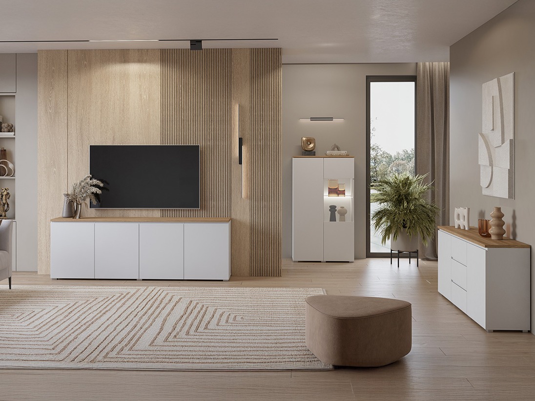 Cassettiera Baletu 106 (Bianco + Quercia)