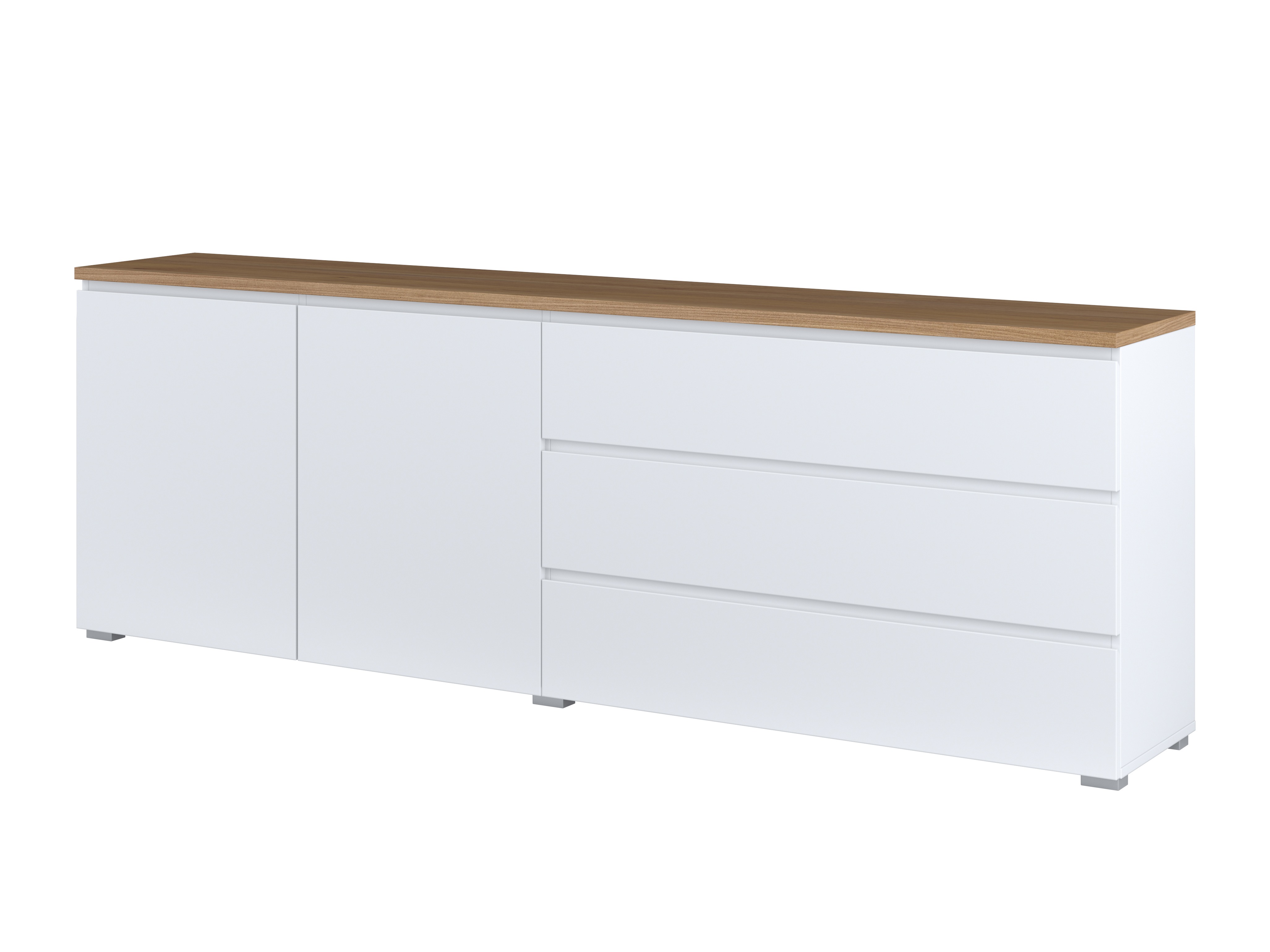 Cassettiera Baletu 107 (Bianco + Quercia)