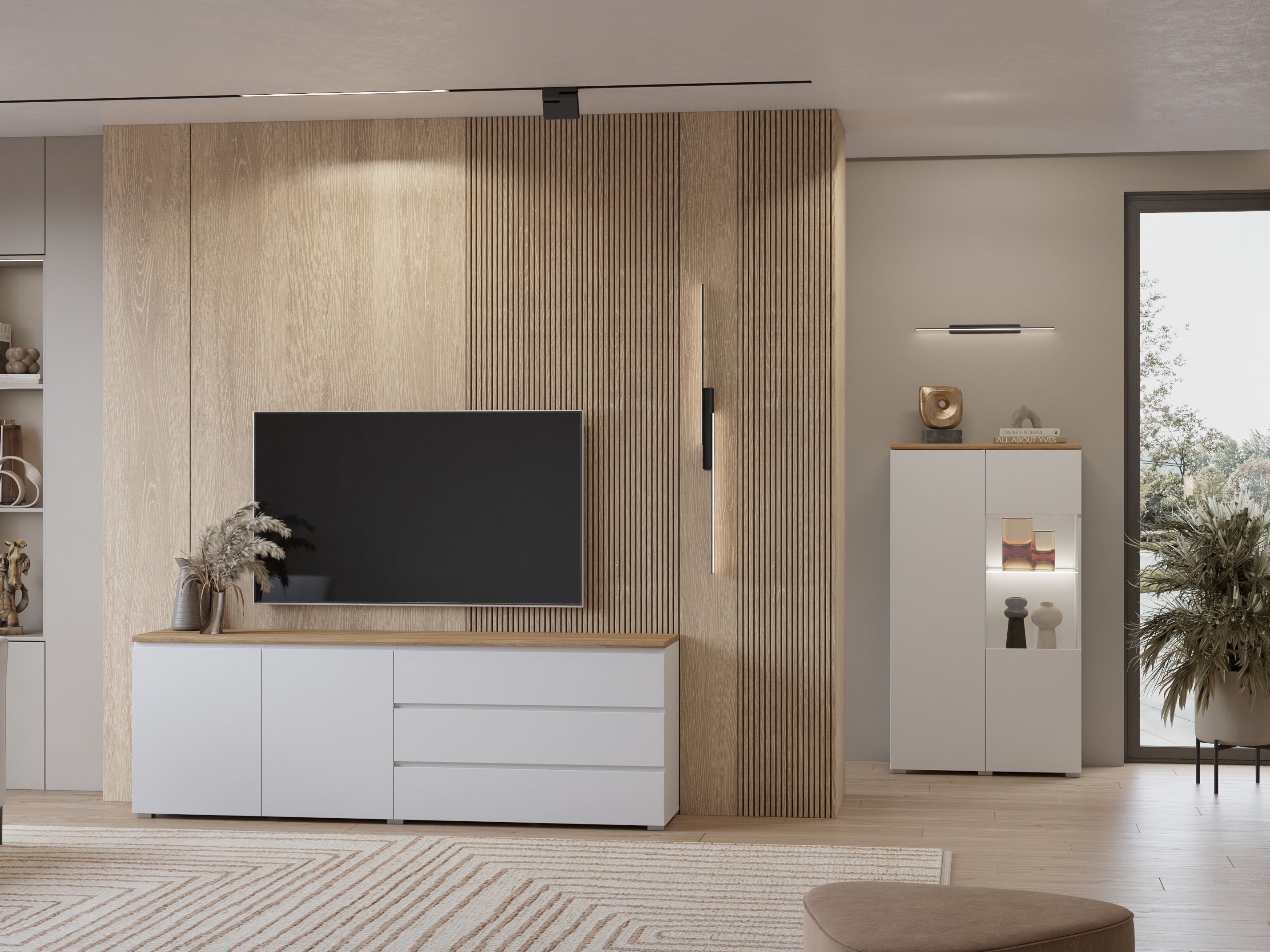 Cassettiera Baletu 107 (Bianco + Quercia)