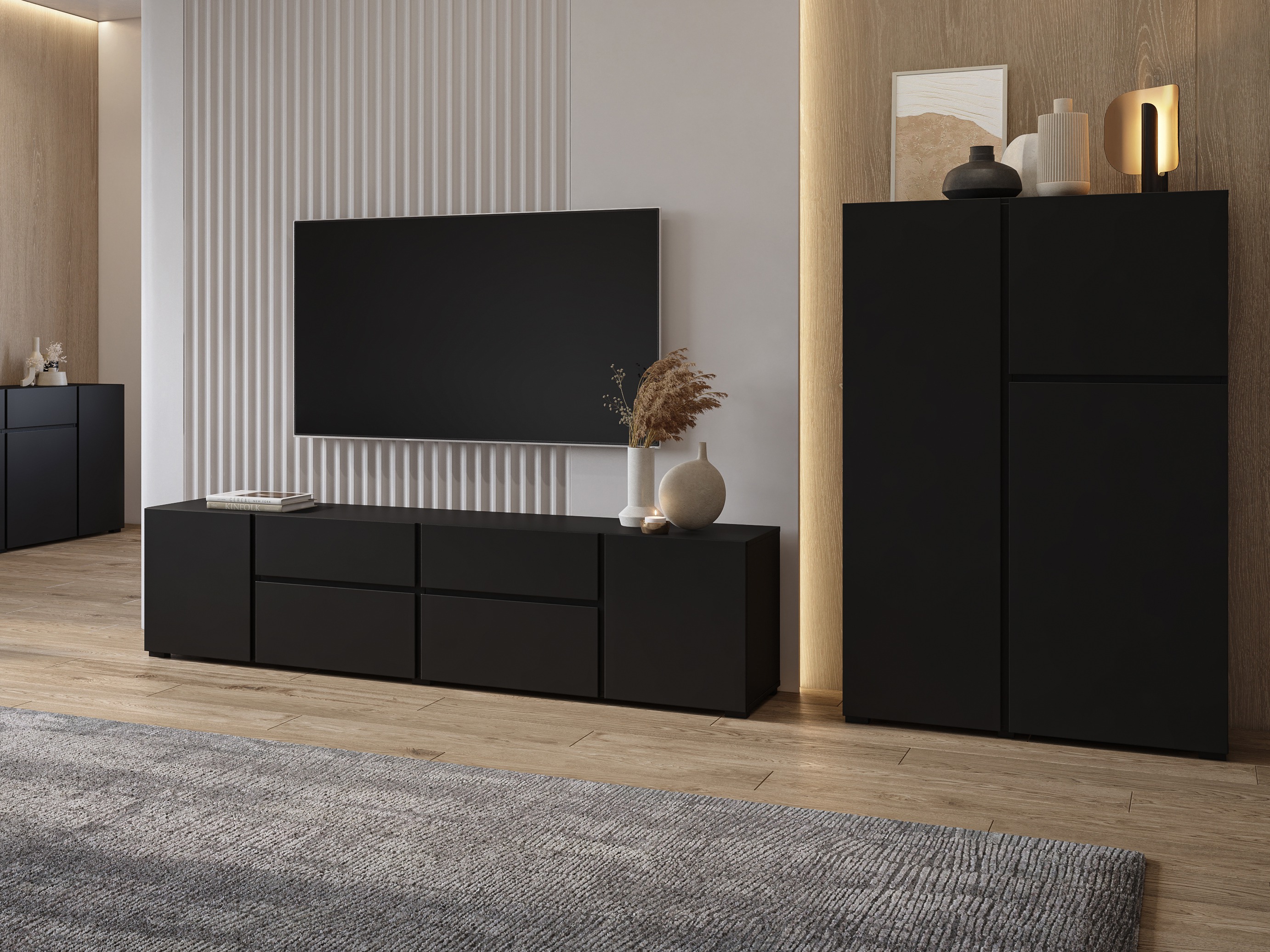 Parete attrezzata Elbleve 104 (Nero)