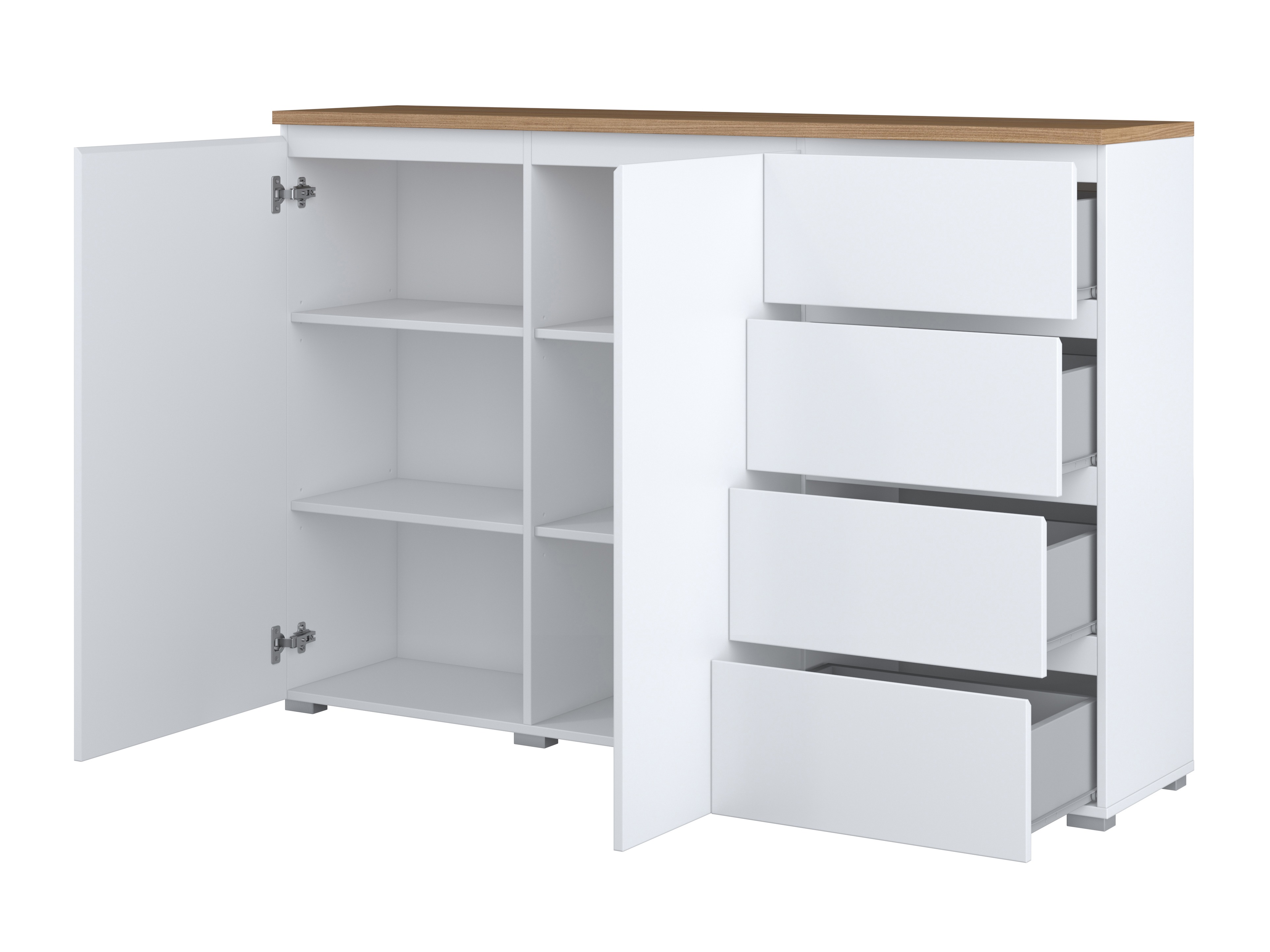 Cassettiera Baletu 109 (Bianco + Quercia)