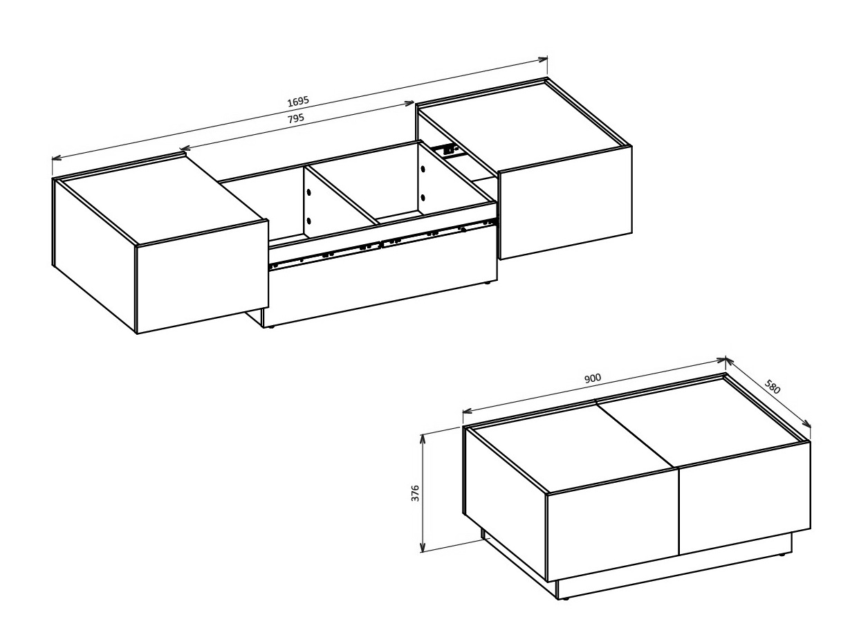 Tavolino trasformabile Austin 380 (Cachemire + Nero)