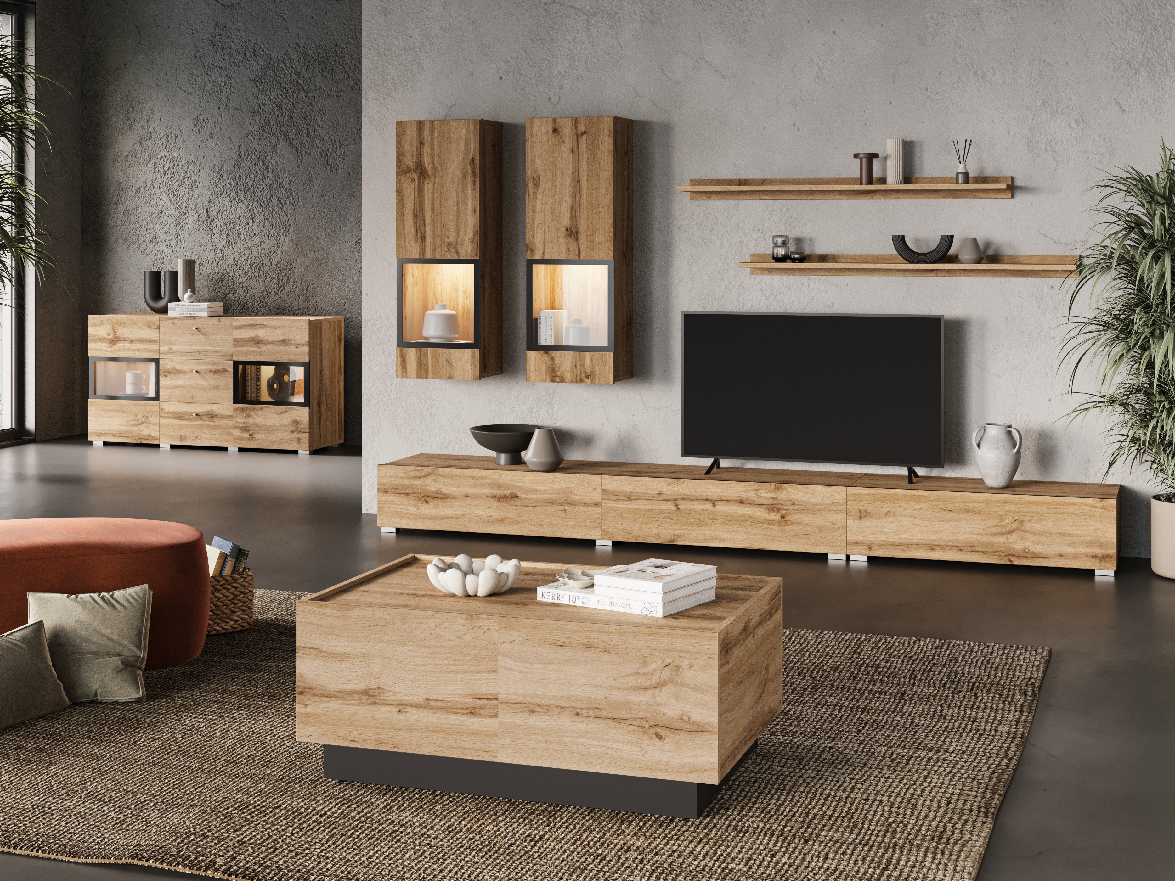 Tavolino trasformabile Austin 380 (Quercia di Wotan + Nero)