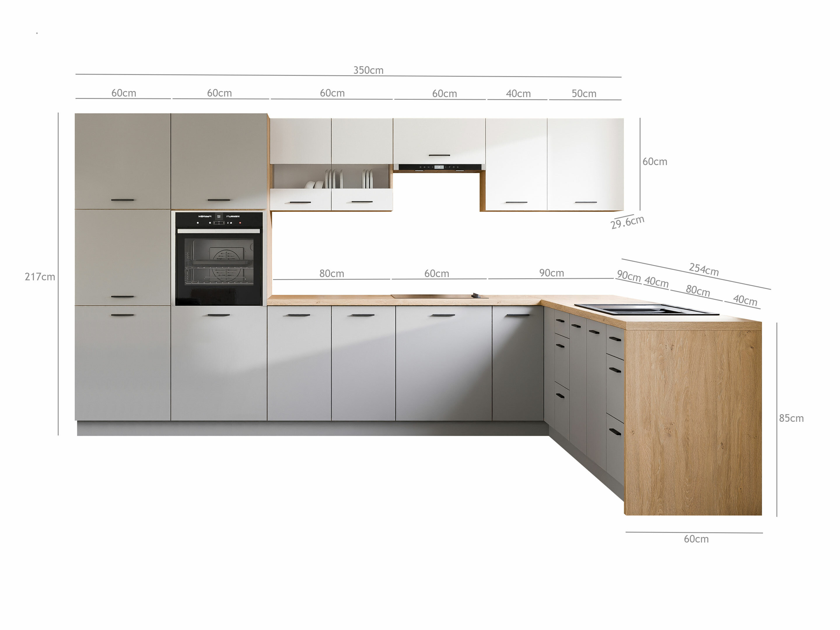 Set da cucina modulare Ati White Grey 118