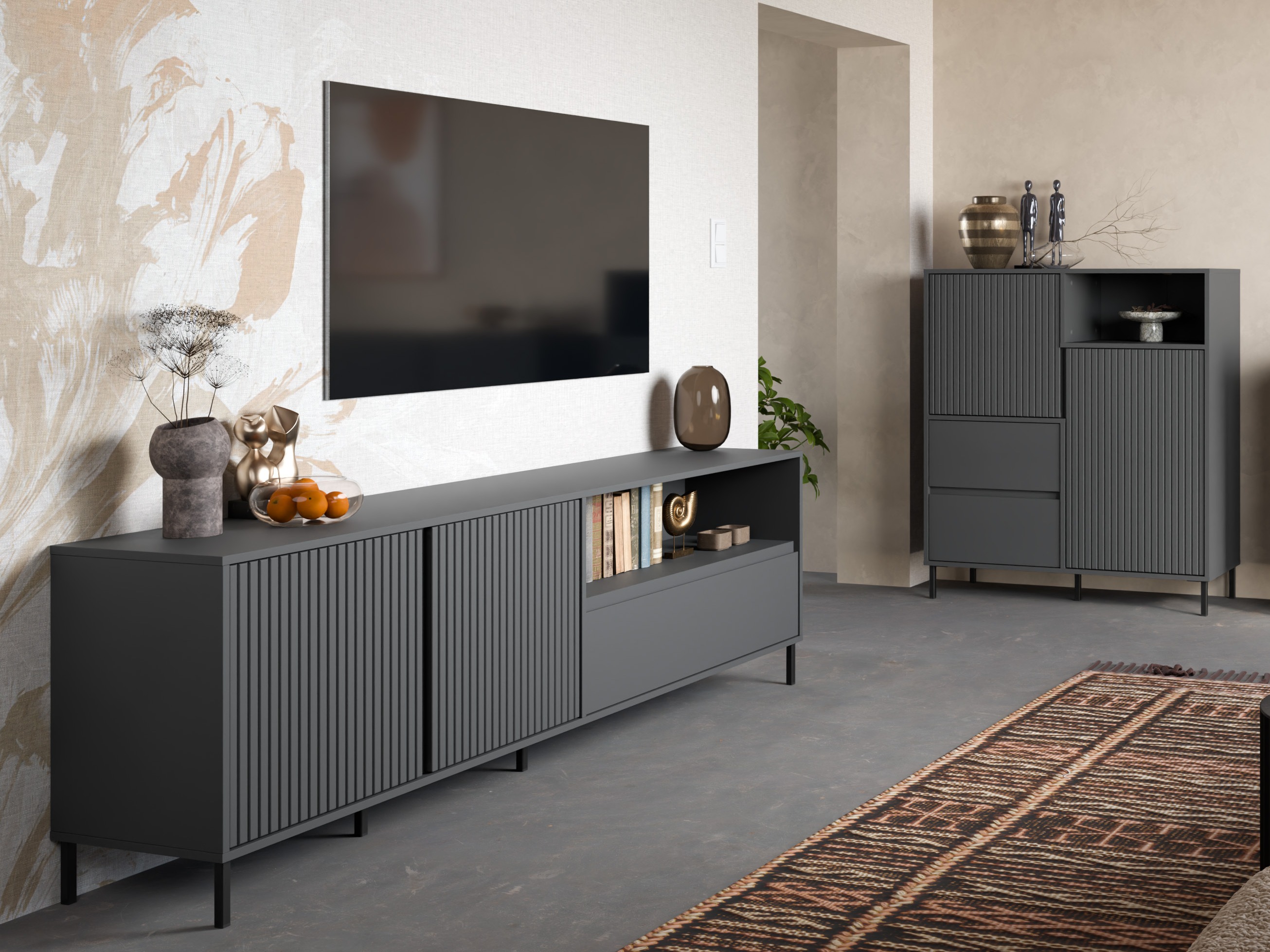 Parete attrezzata Ruvrevi 105 (Antracite)