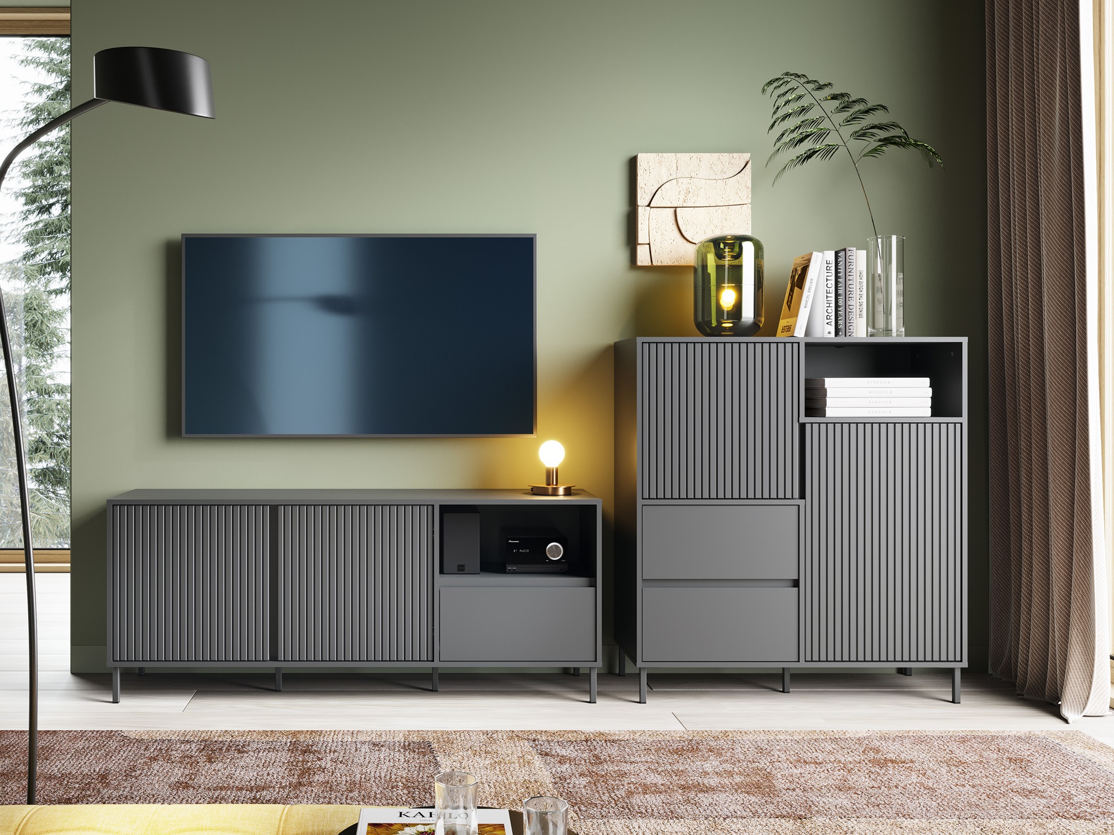 Parete attrezzata Ruvrevi 106 (Antracite)