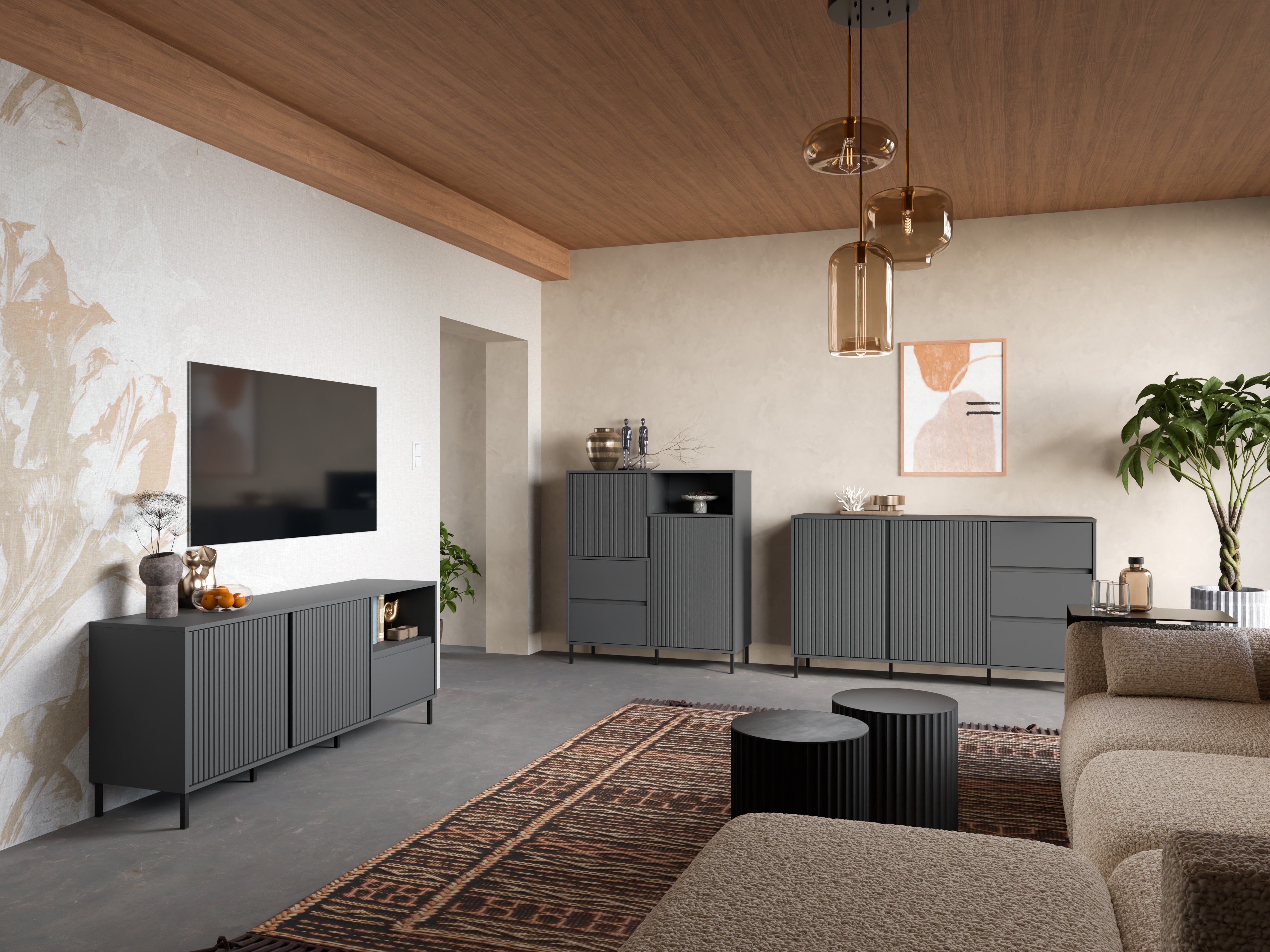 Parete attrezzata Ruvrevi 106 (Antracite)