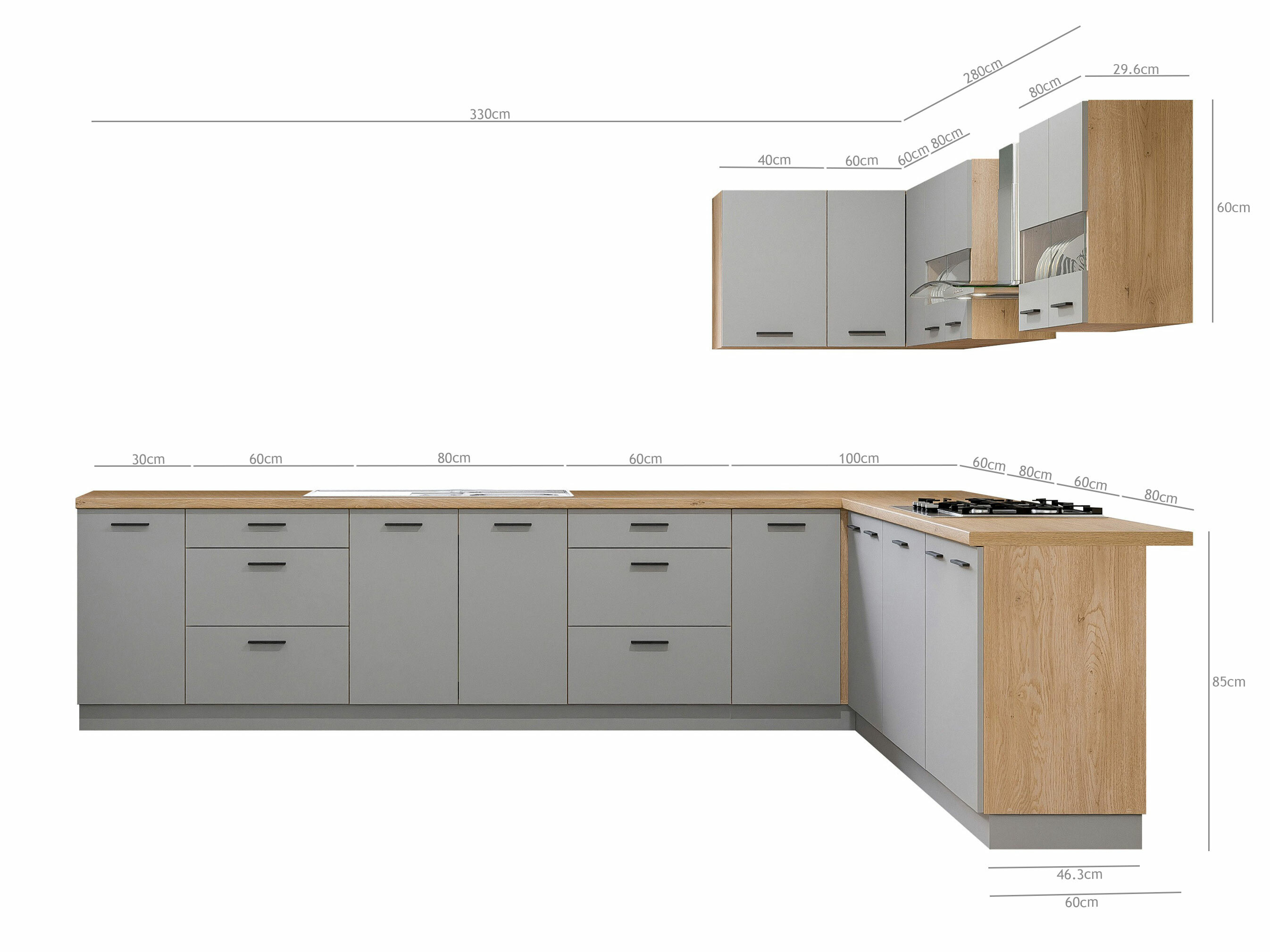 Set da cucina modulare Ati Grey 133