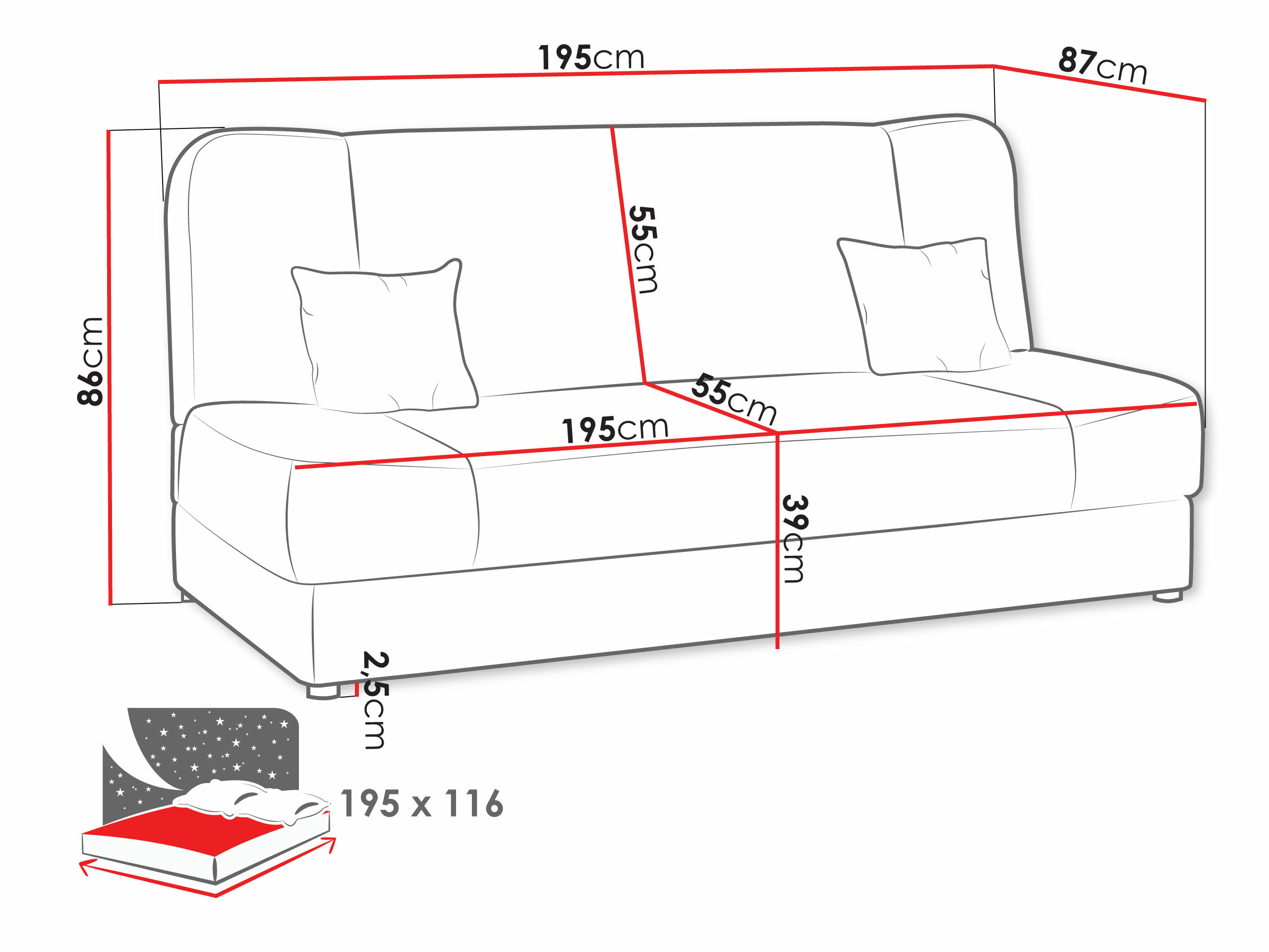 Divano letto Comfivo Cera II (Baloo 2074)