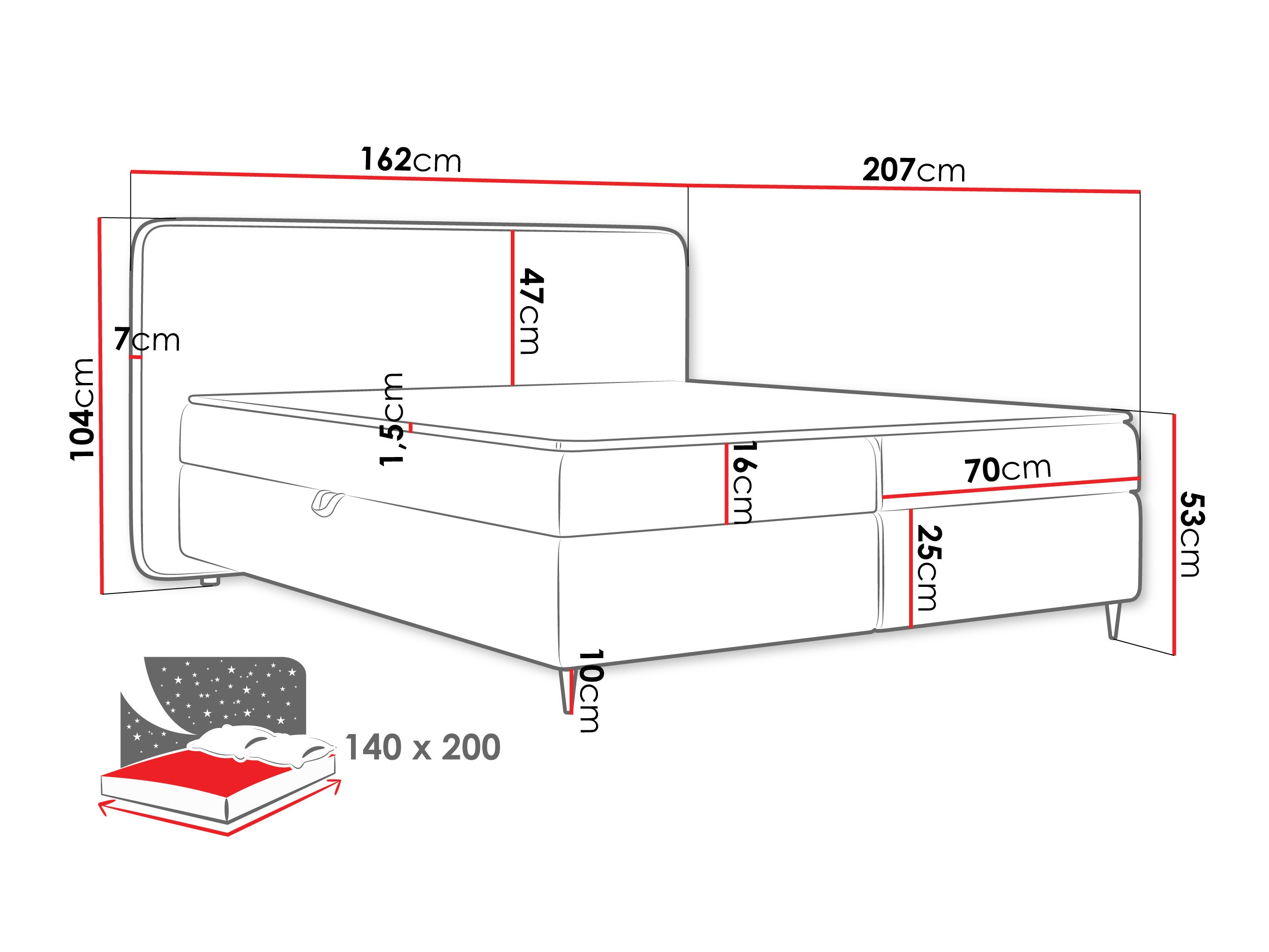 Letto continentale Stonecrest 108 (Taro 01)