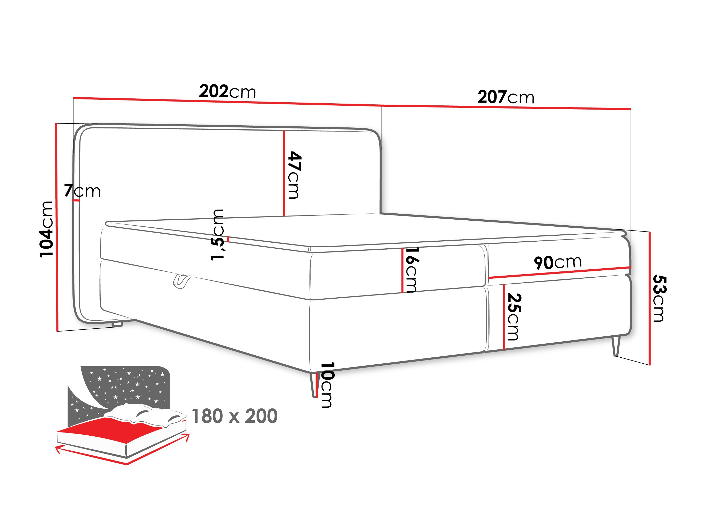 Letto continentale Stonecrest 108 (Taro 01)