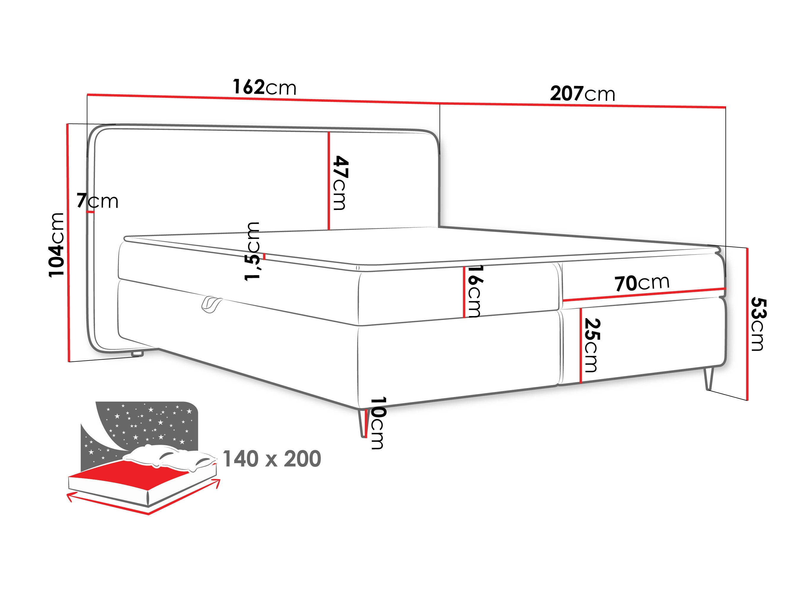 Letto continentale Stonecrest 108 (Taro 05)