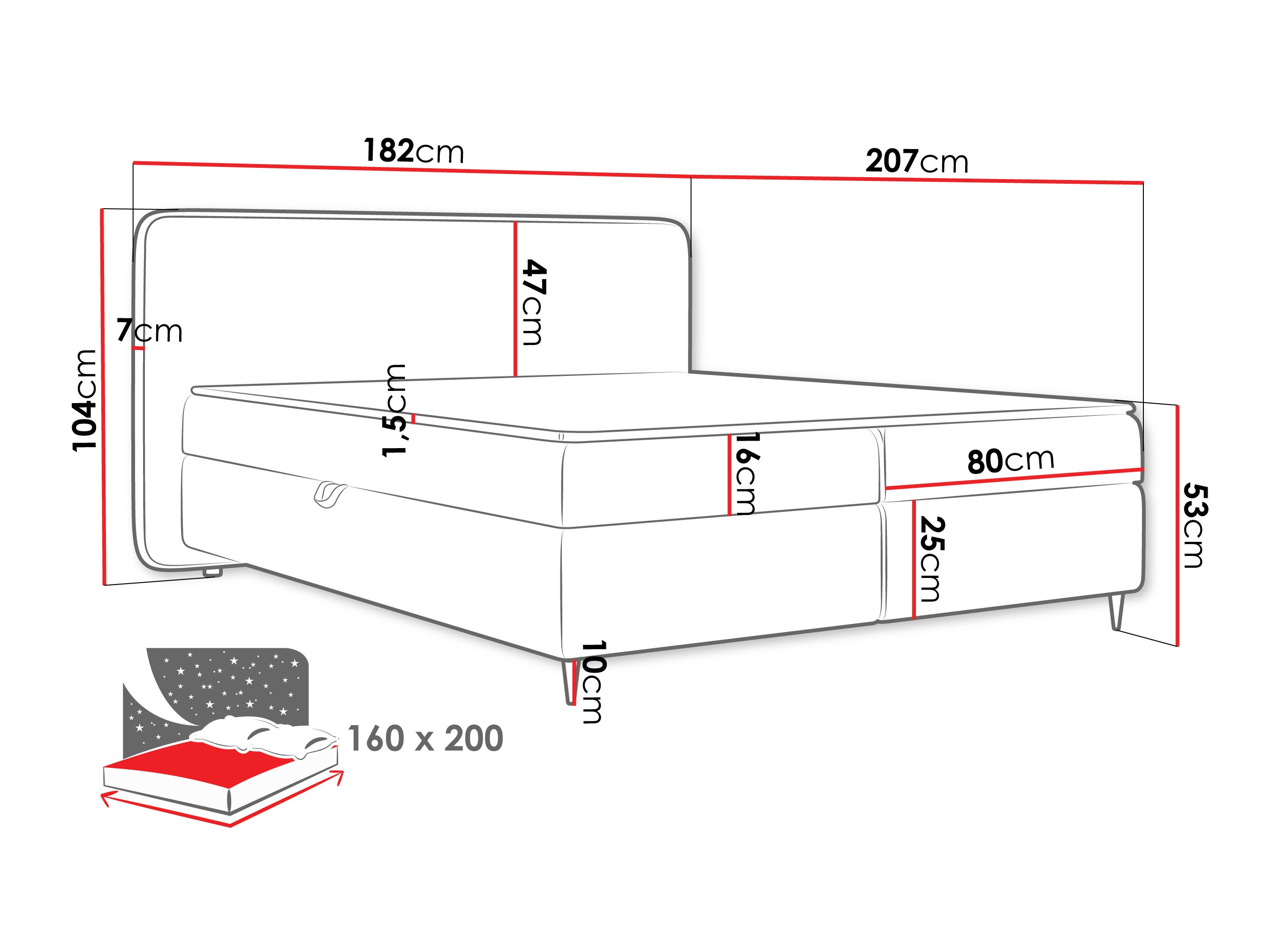 Letto continentale Stonecrest 108 (Taro 05)