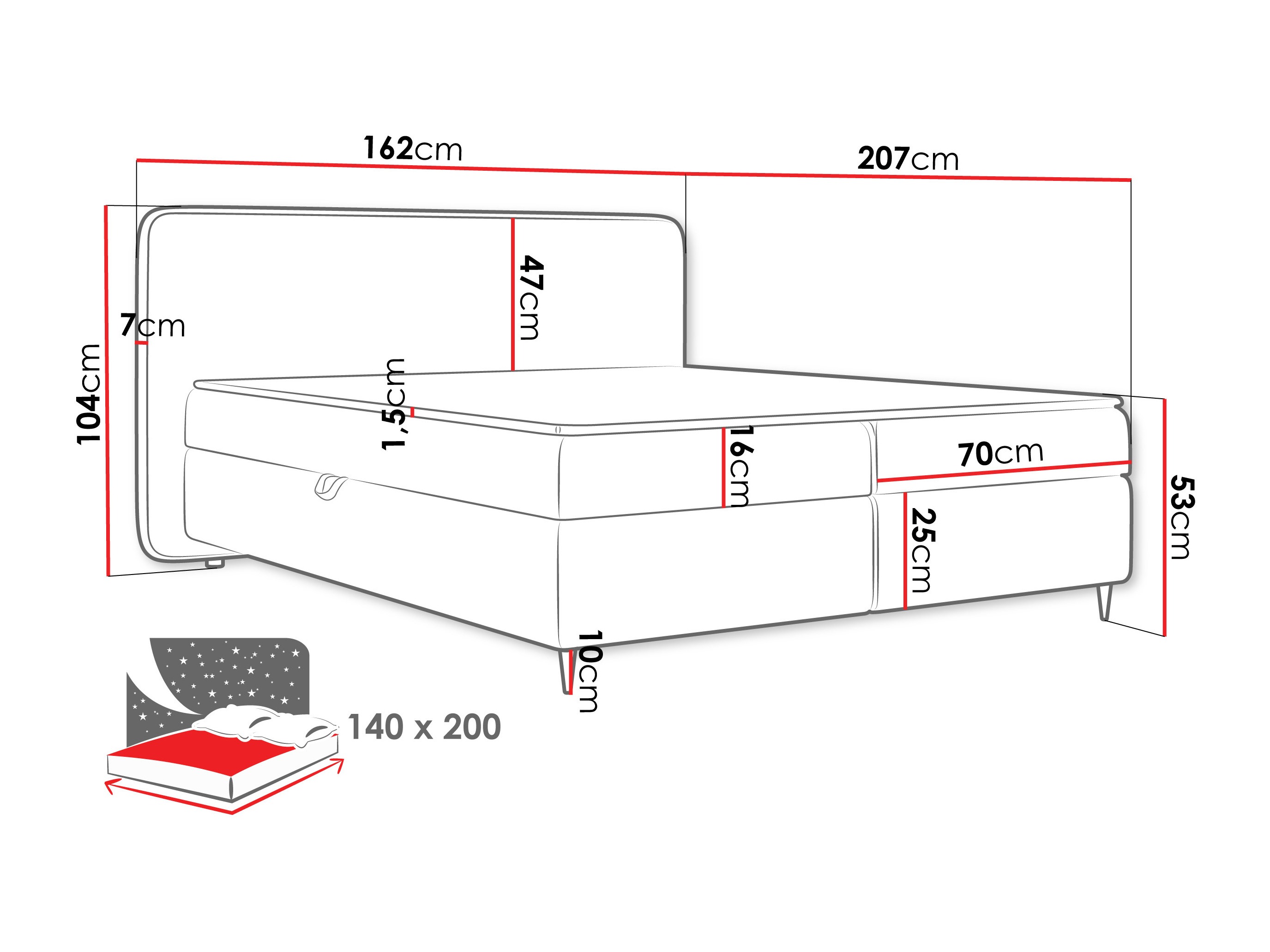 Letto continentale Stonecrest 108 (Taro 11)