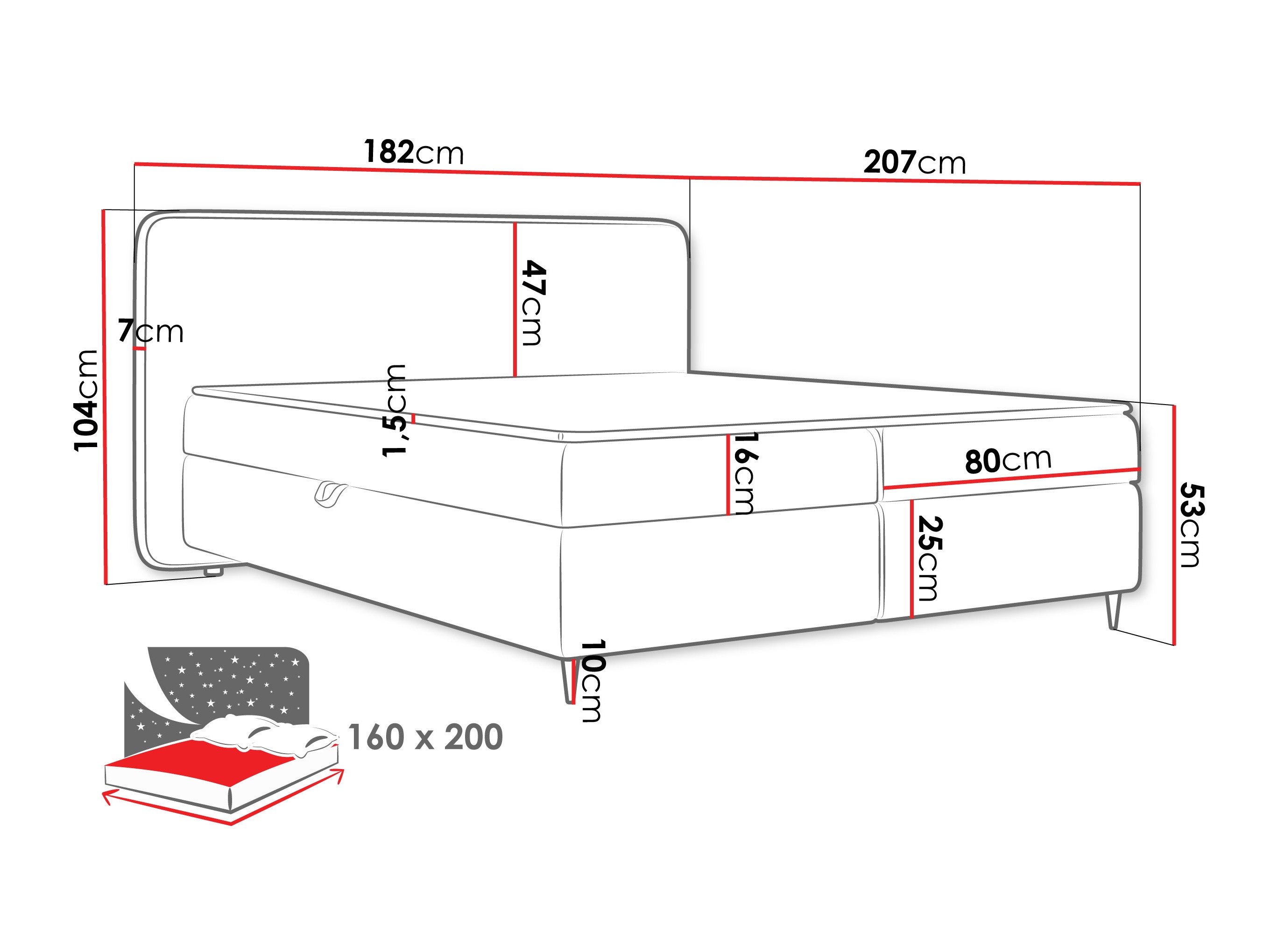 Letto continentale Stonecrest 108 (Taro 11)