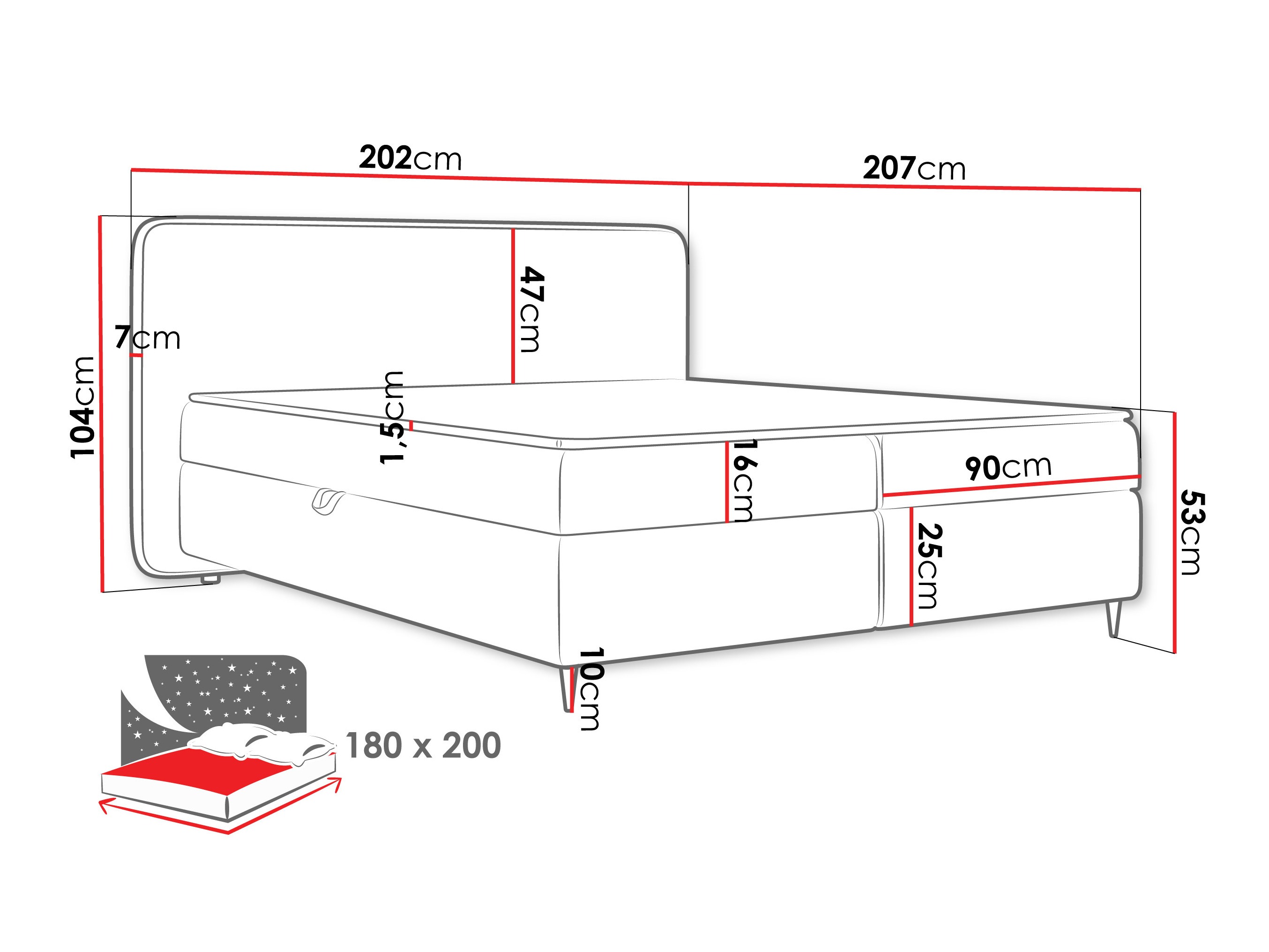 Letto continentale Stonecrest 108 (Taro 11)