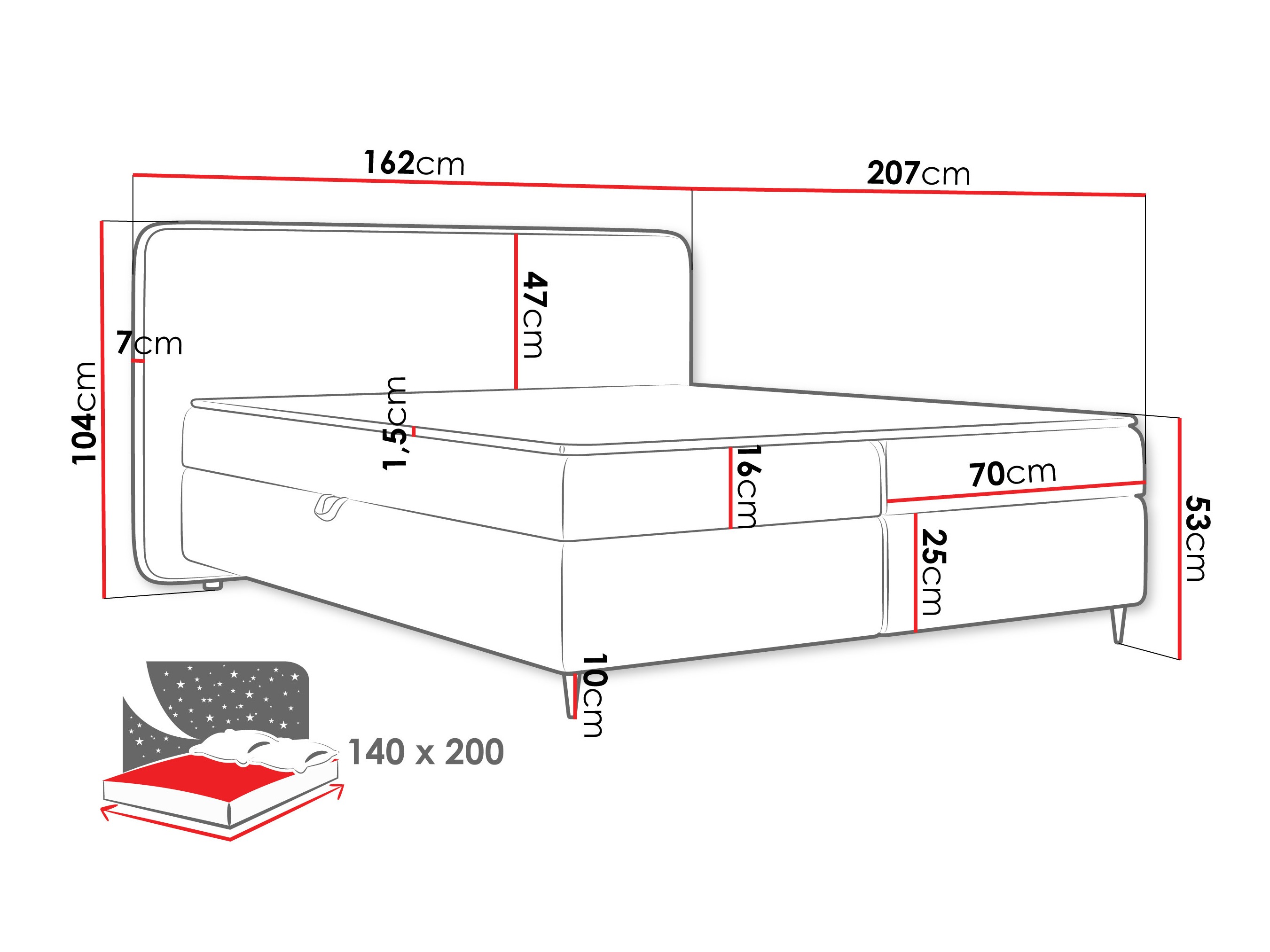 Letto continentale Stonecrest 108 (Taro 33)