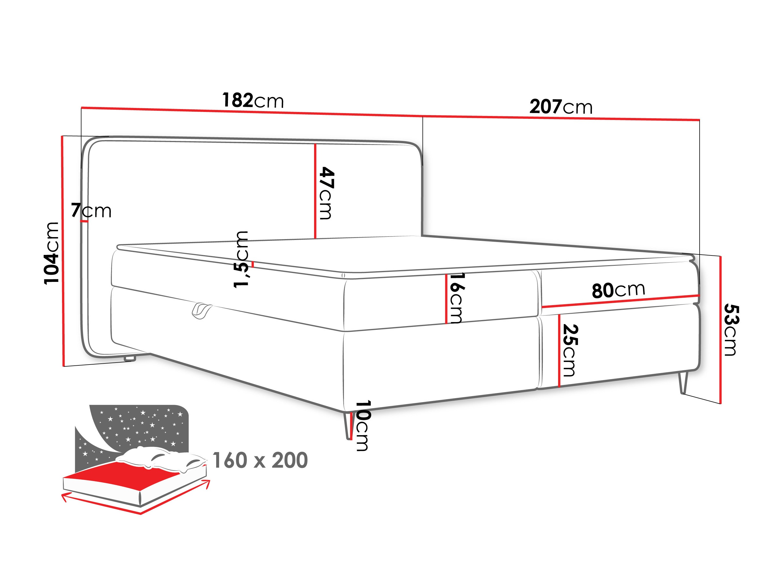 Letto continentale Stonecrest 108 (Taro 33)