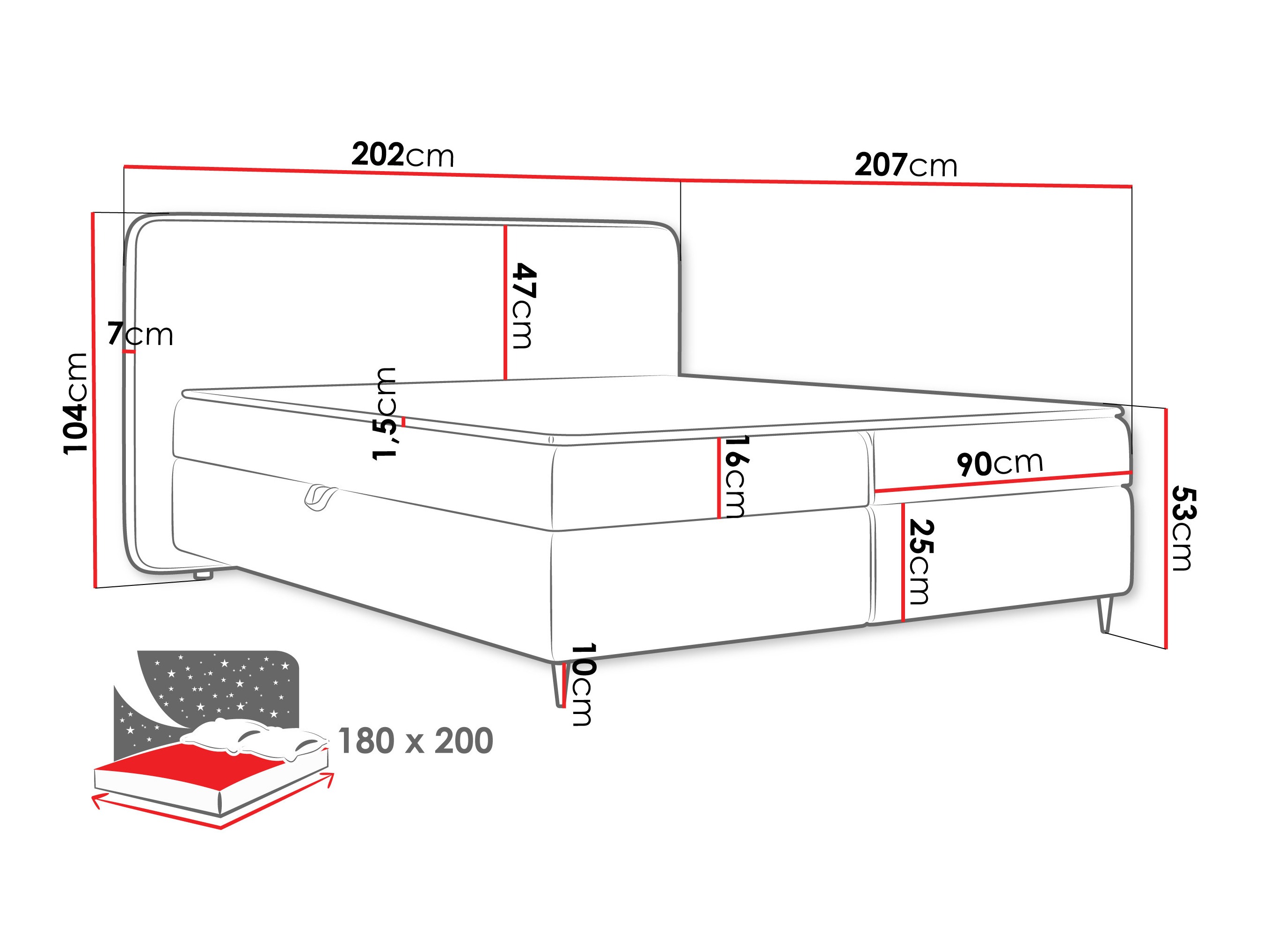 Letto continentale Stonecrest 108 (Taro 33)