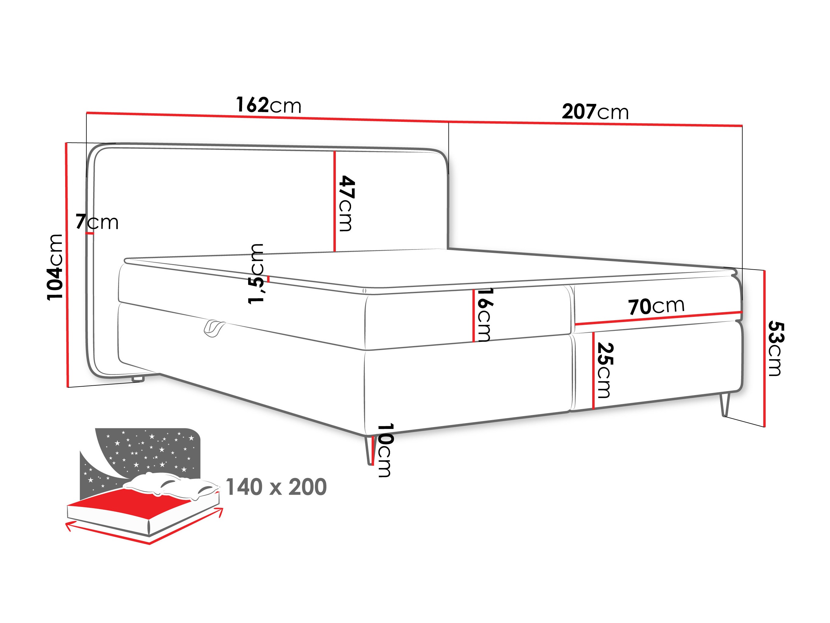 Letto continentale Stonecrest 108 (Taro 98)