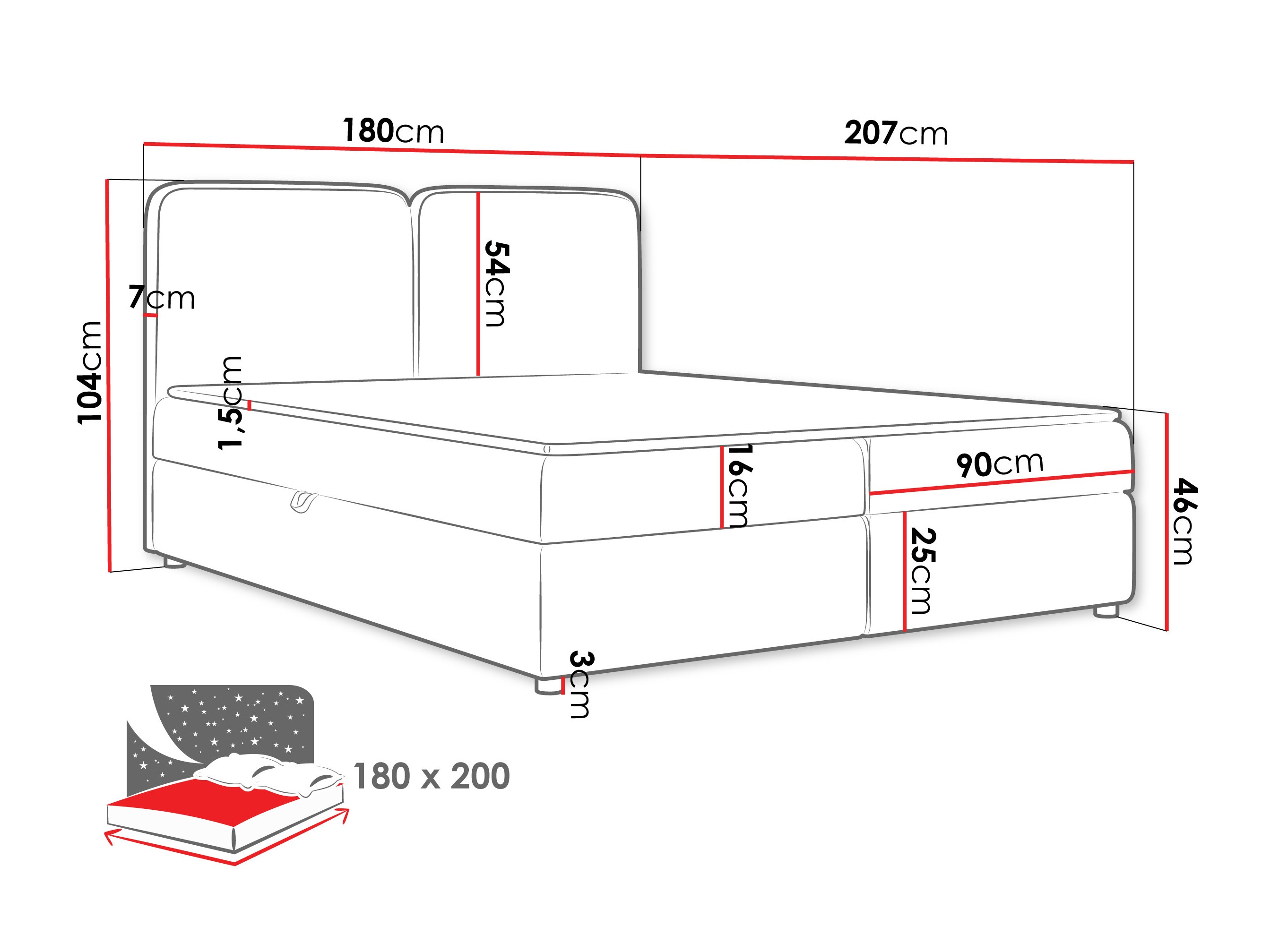 Letto continentale Stonecrest 109 (Taro 01)