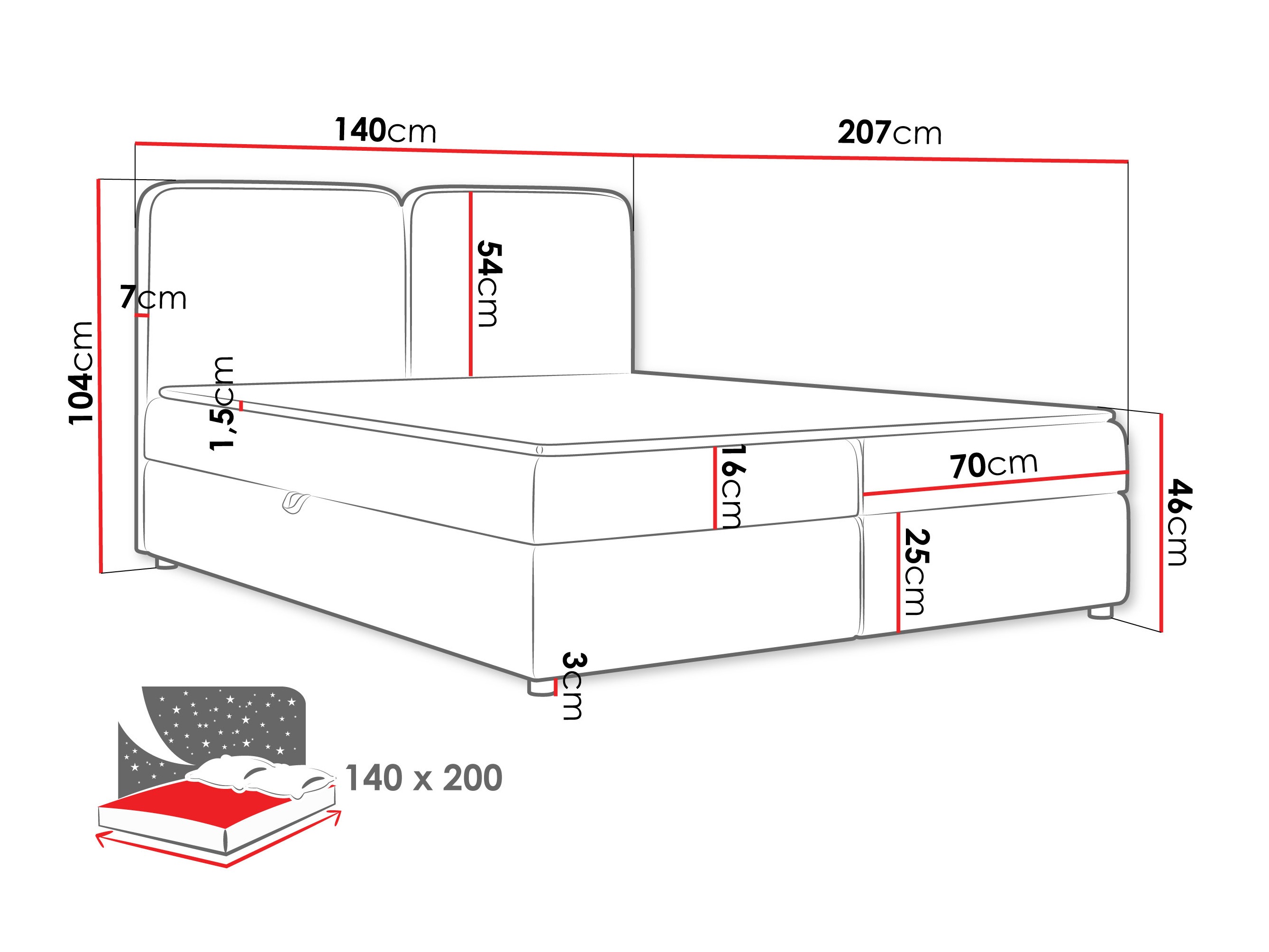 Letto continentale Stonecrest 109 (Taro 01)