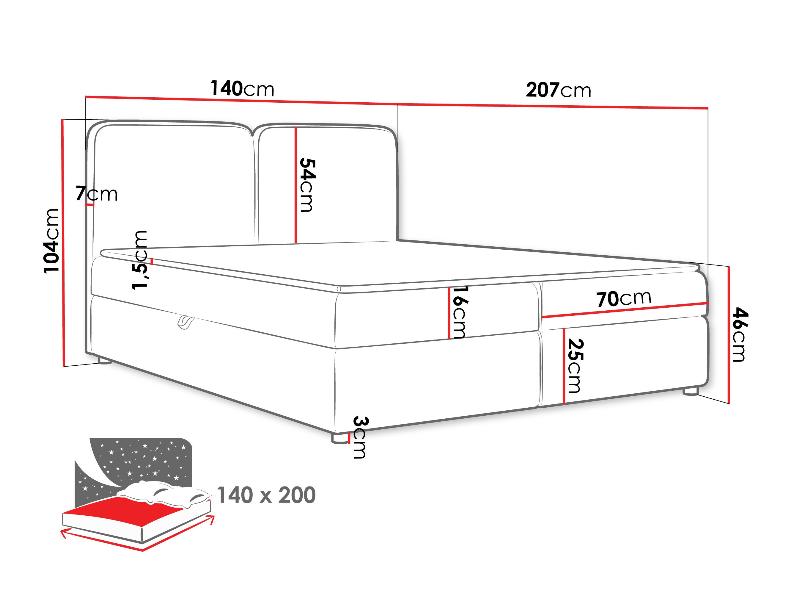 Letto continentale Stonecrest 109 (Taro 98)