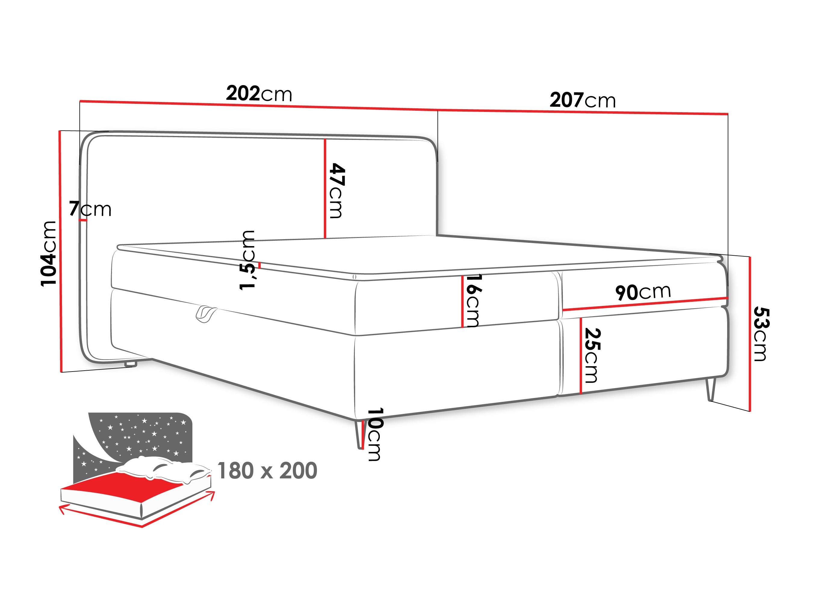 Letto continentale Stonecrest 108 (Taro 05)