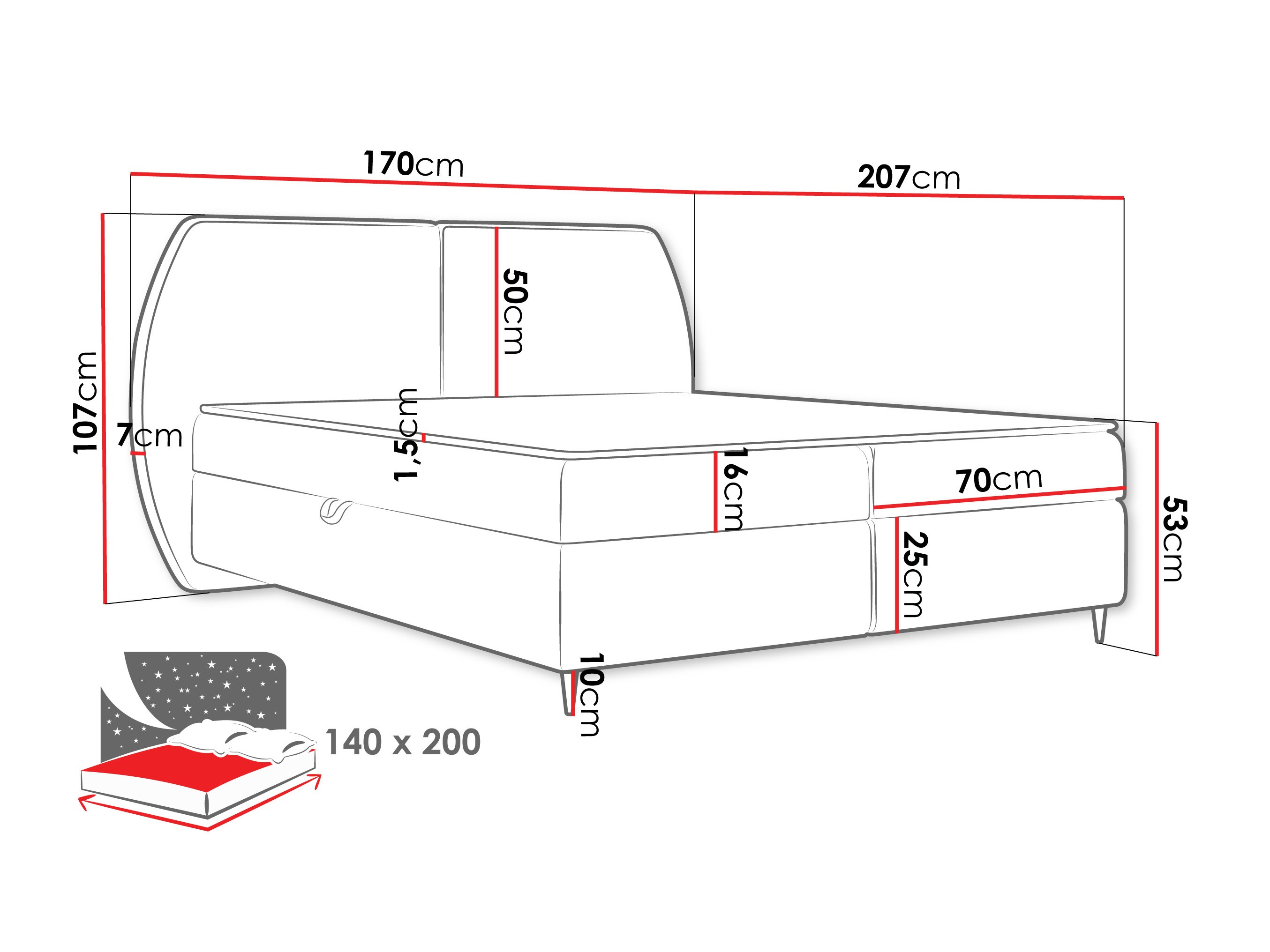 Letto continentale Stonecrest 110 (Wave 01)