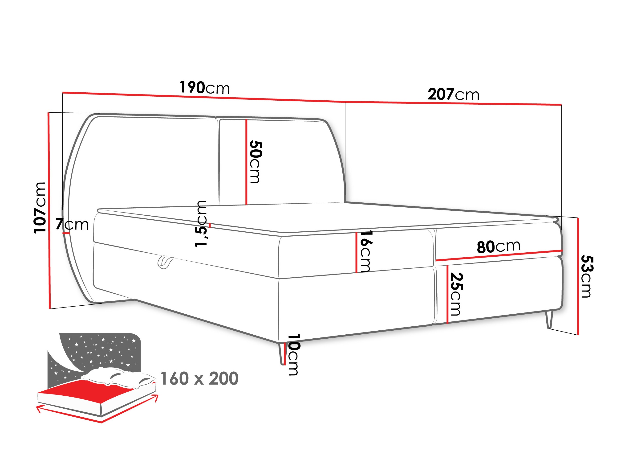 Letto continentale Stonecrest 110 (Wave 01)