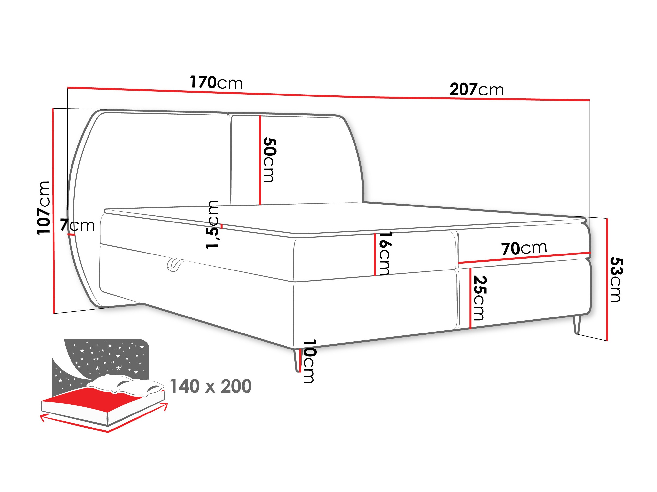 Letto continentale Stonecrest 110 (Wave 02)