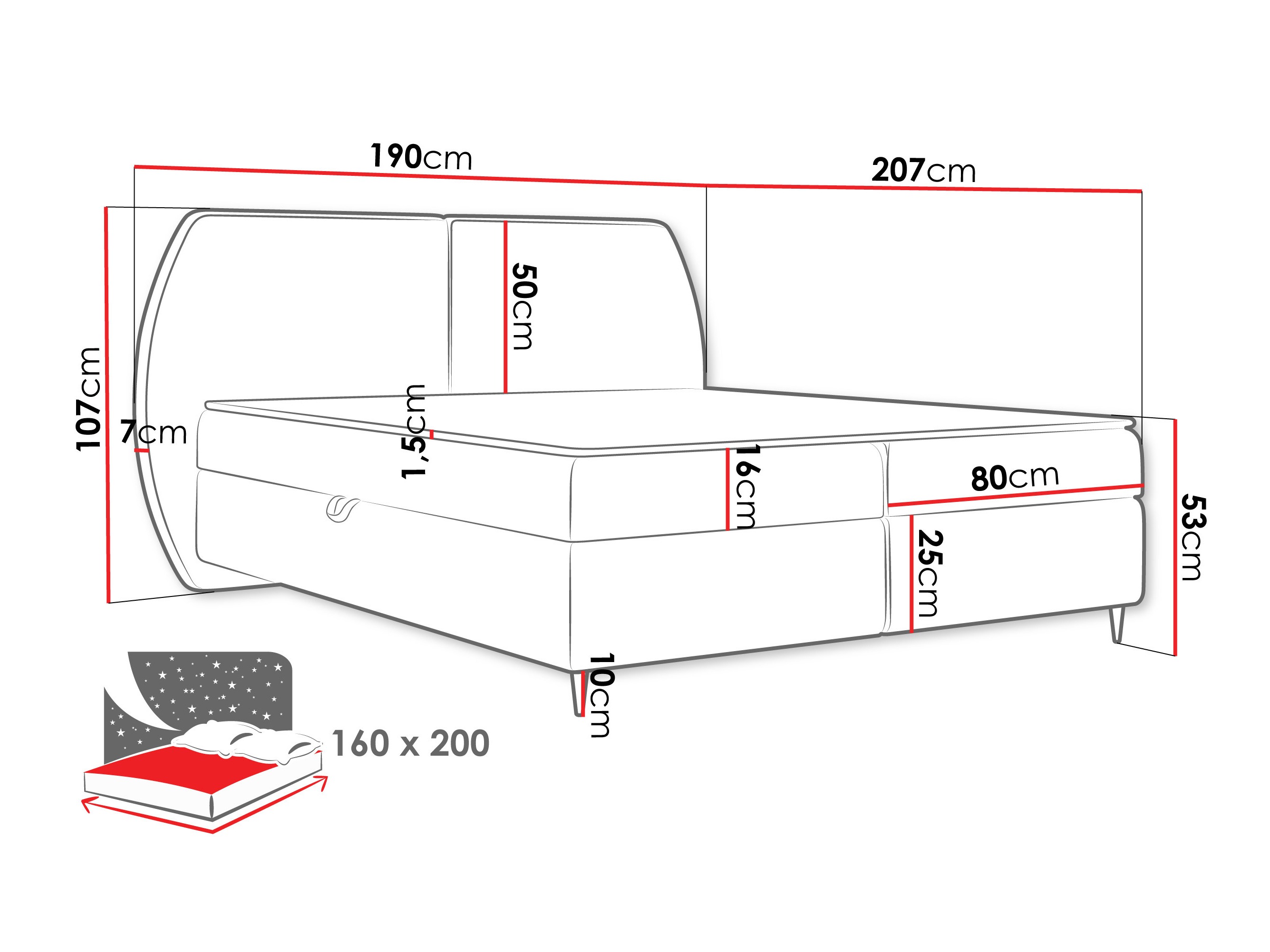 Letto continentale Stonecrest 110 (Wave 02)