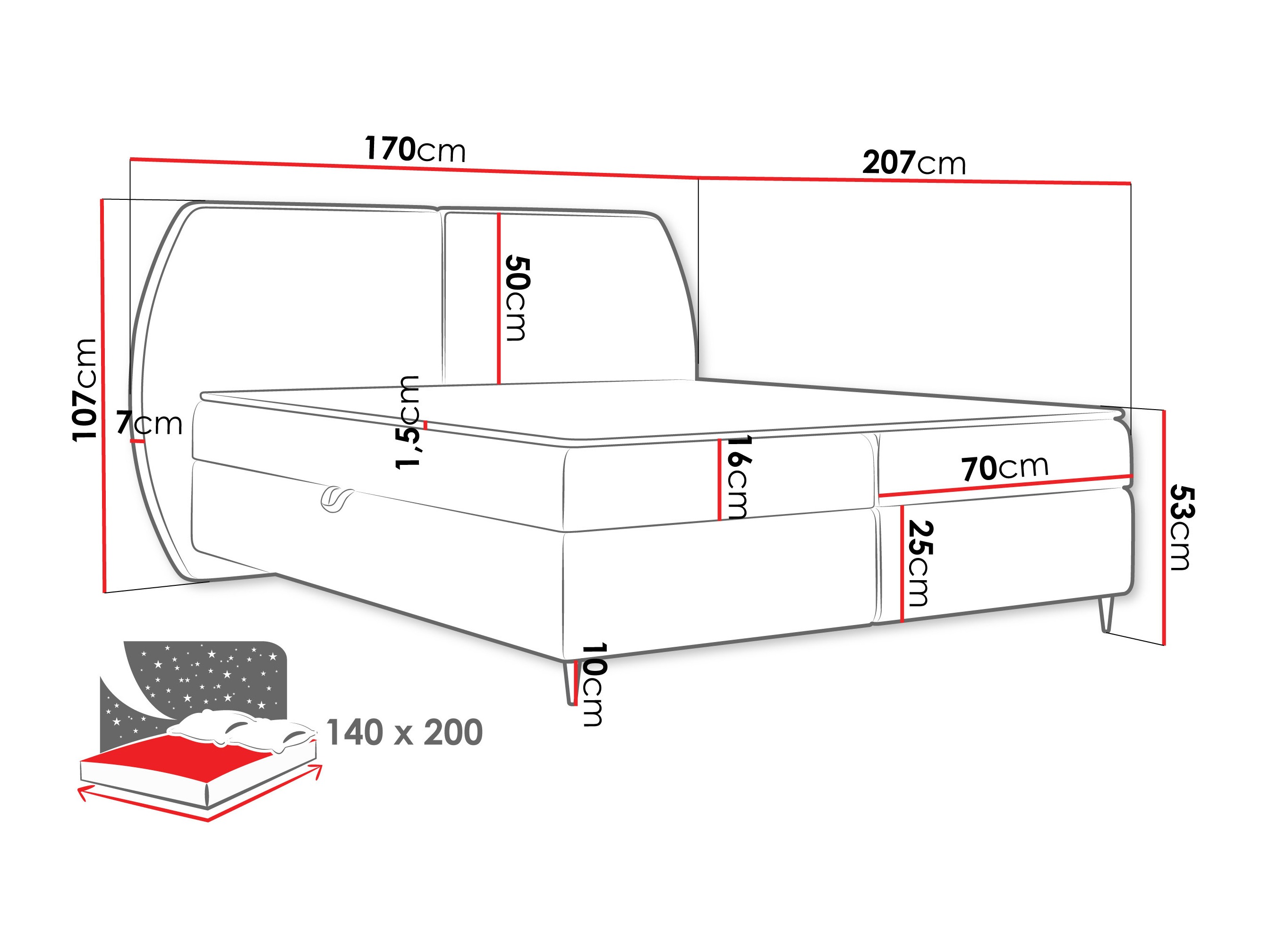 Letto continentale Stonecrest 110 (Wave 04)