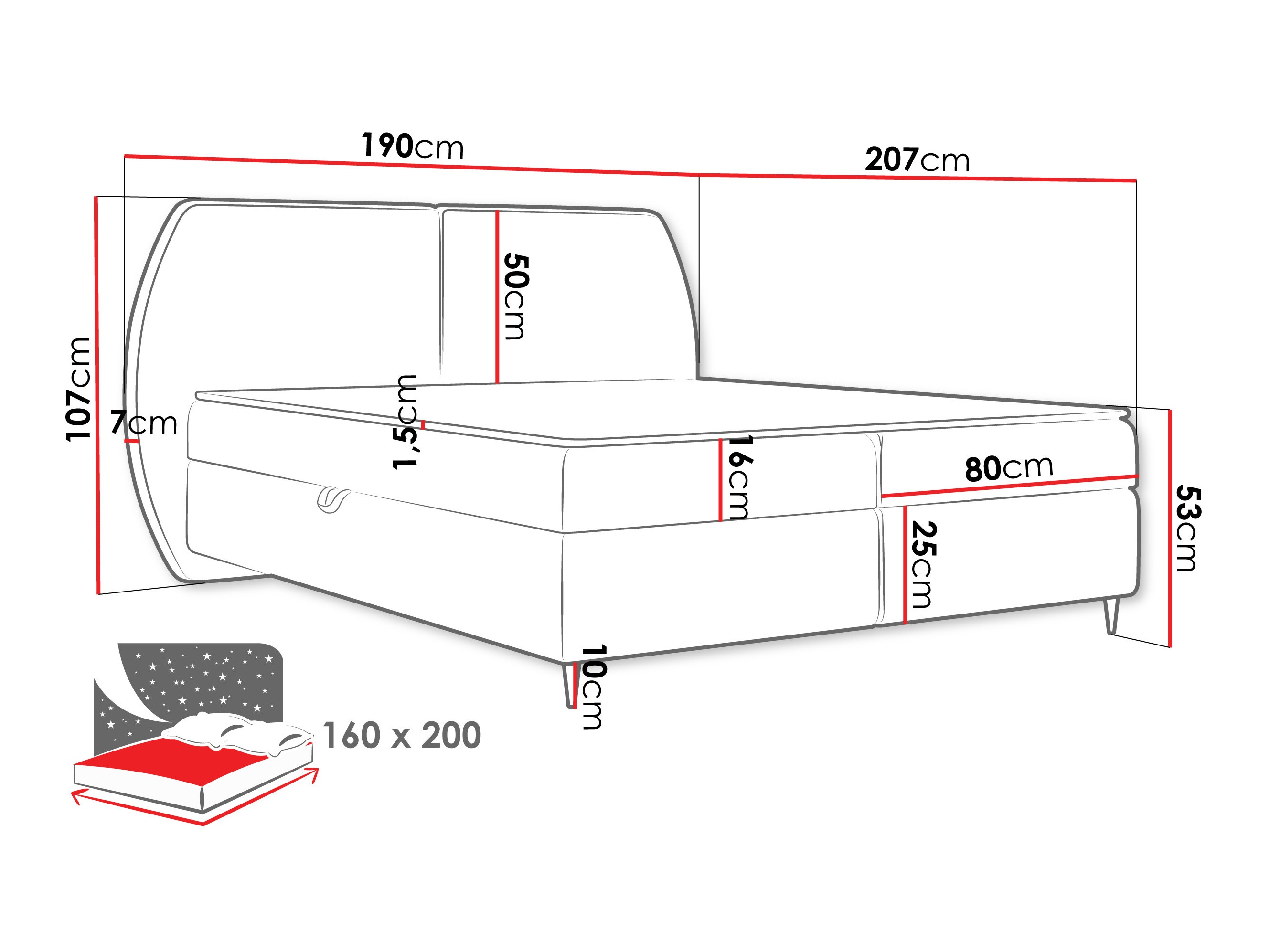 Letto continentale Stonecrest 110 (Wave 04)