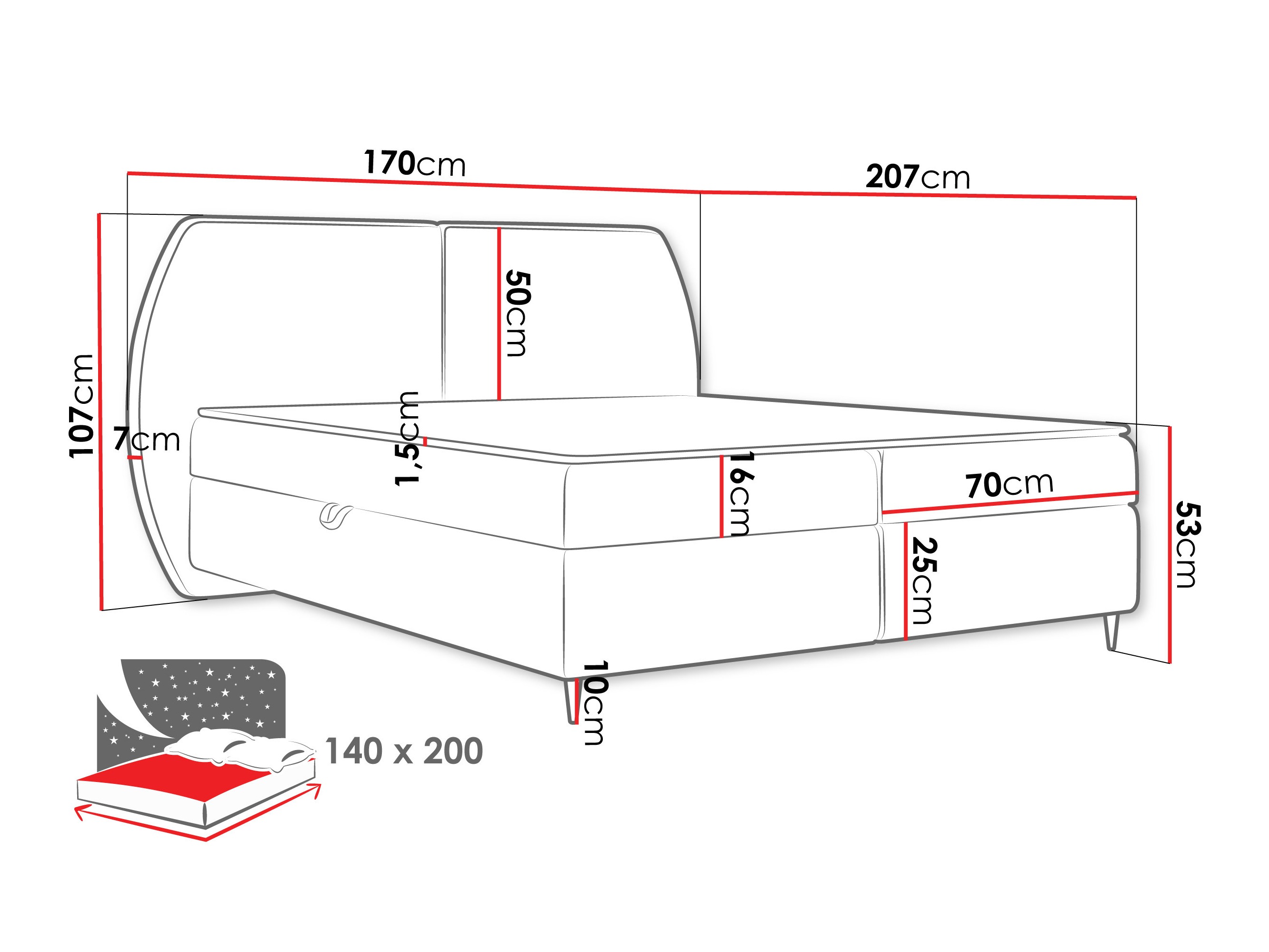 Letto continentale Stonecrest 110 (Wave 05)