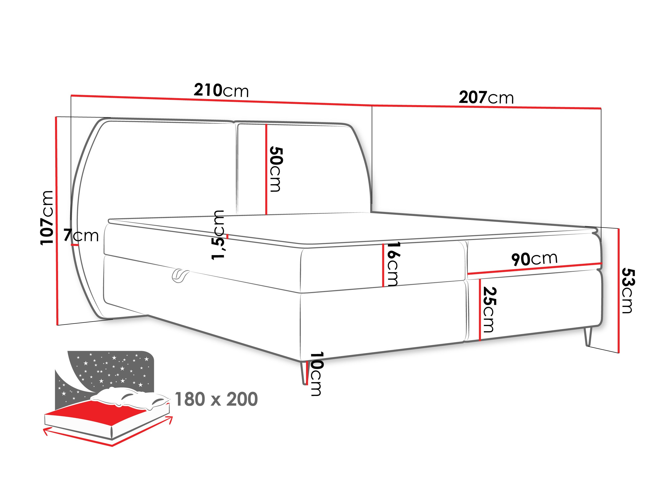 Letto continentale Stonecrest 110 (Wave 05)
