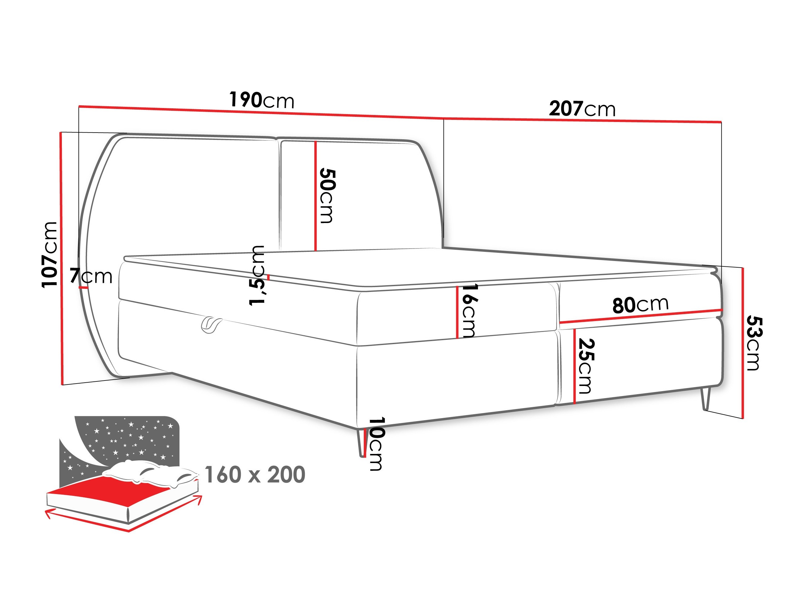 Letto continentale Stonecrest 110 (Wave 09)