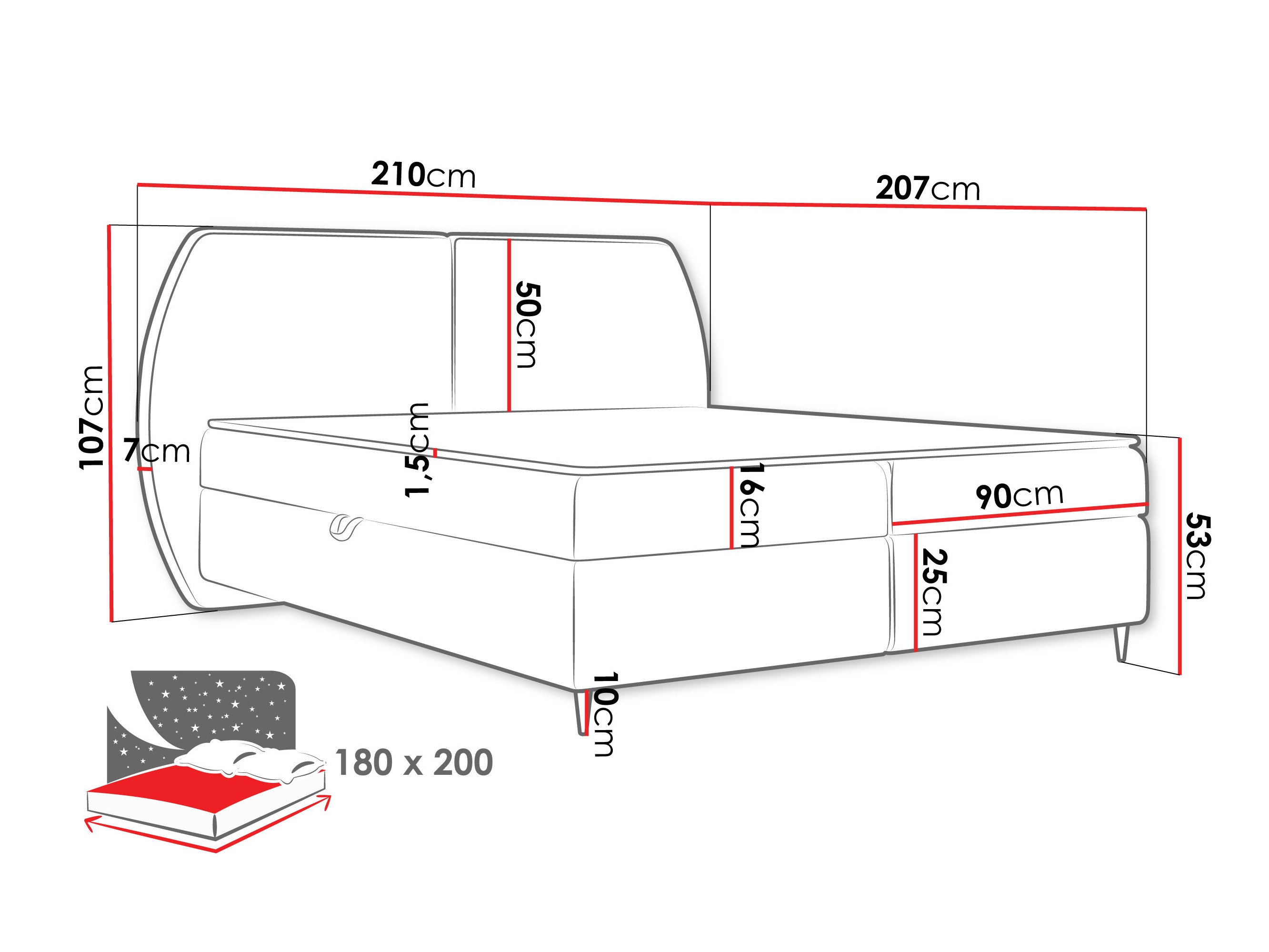 Letto continentale Stonecrest 110 (Wave 09)