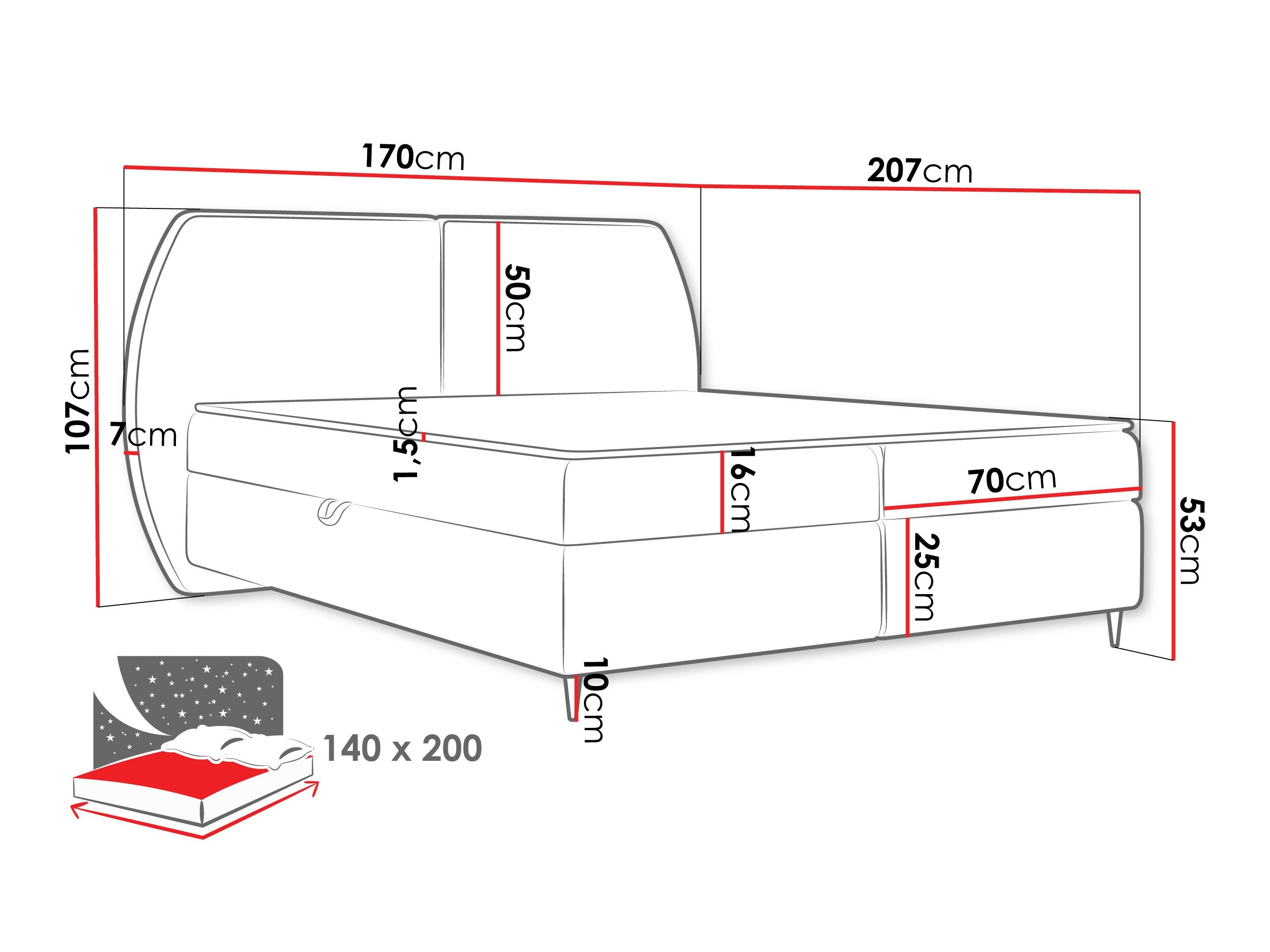 Letto continentale Stonecrest 110 (Wave 15)